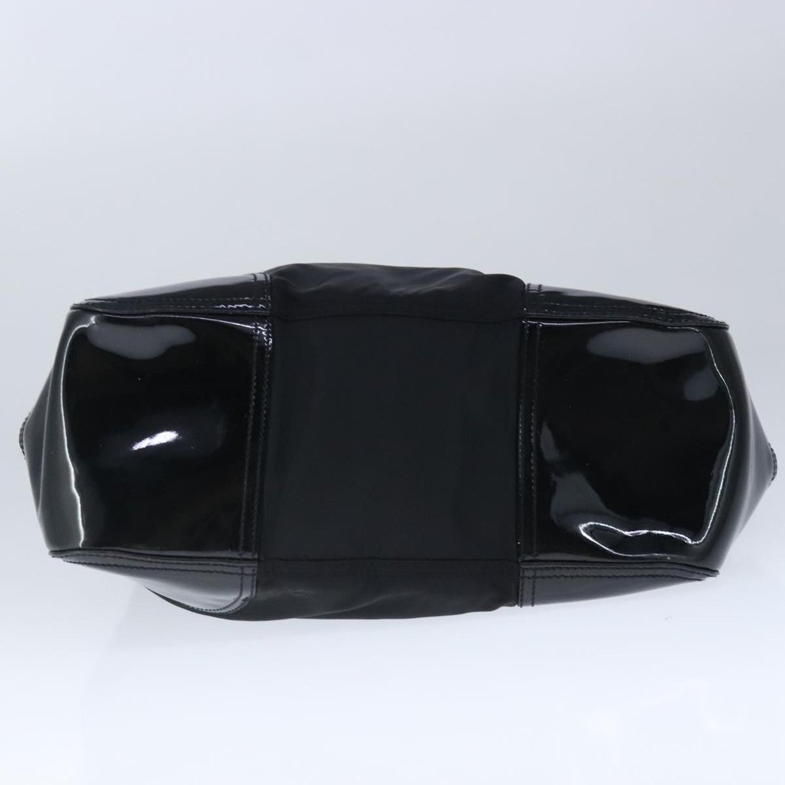 Prada Chain Tote Black Nylon Patent Leather