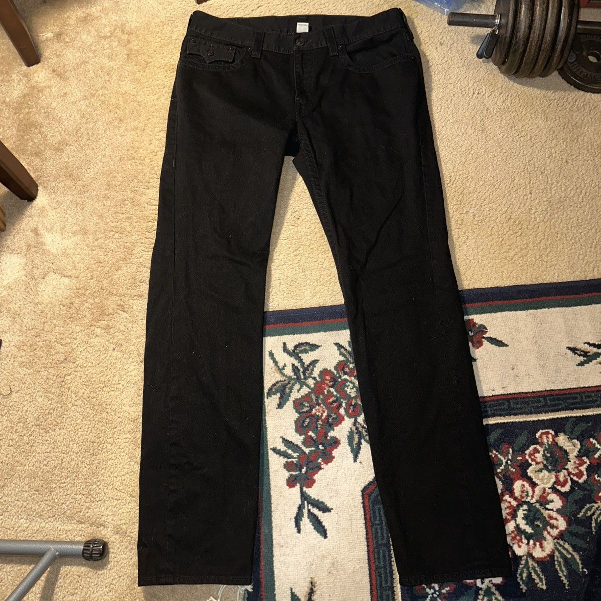 Other × True Religion Y2K Men’s True Religion All Black Denim Skinny Flap Jeans Size US 36 / EU 52 - 4 Thumbnail