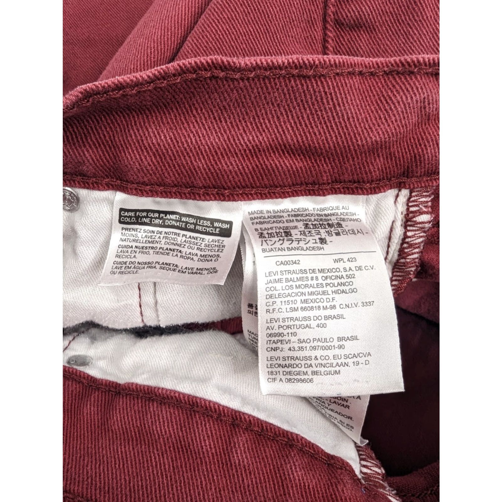 Levi's Levi's 511 Jeans Slim Skinny 29x30 Men Denim Red 5 Pocket Zip Pocket Stretch 90s Vintage No - Mens Size US 29 - 7 Thumbnail
