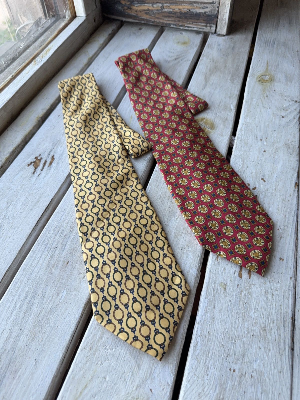 Designer Lot of 2 Vintage Sergio Silk Ties Geometric Retro Pattern Size ONE SIZE - 1 Thumbnail