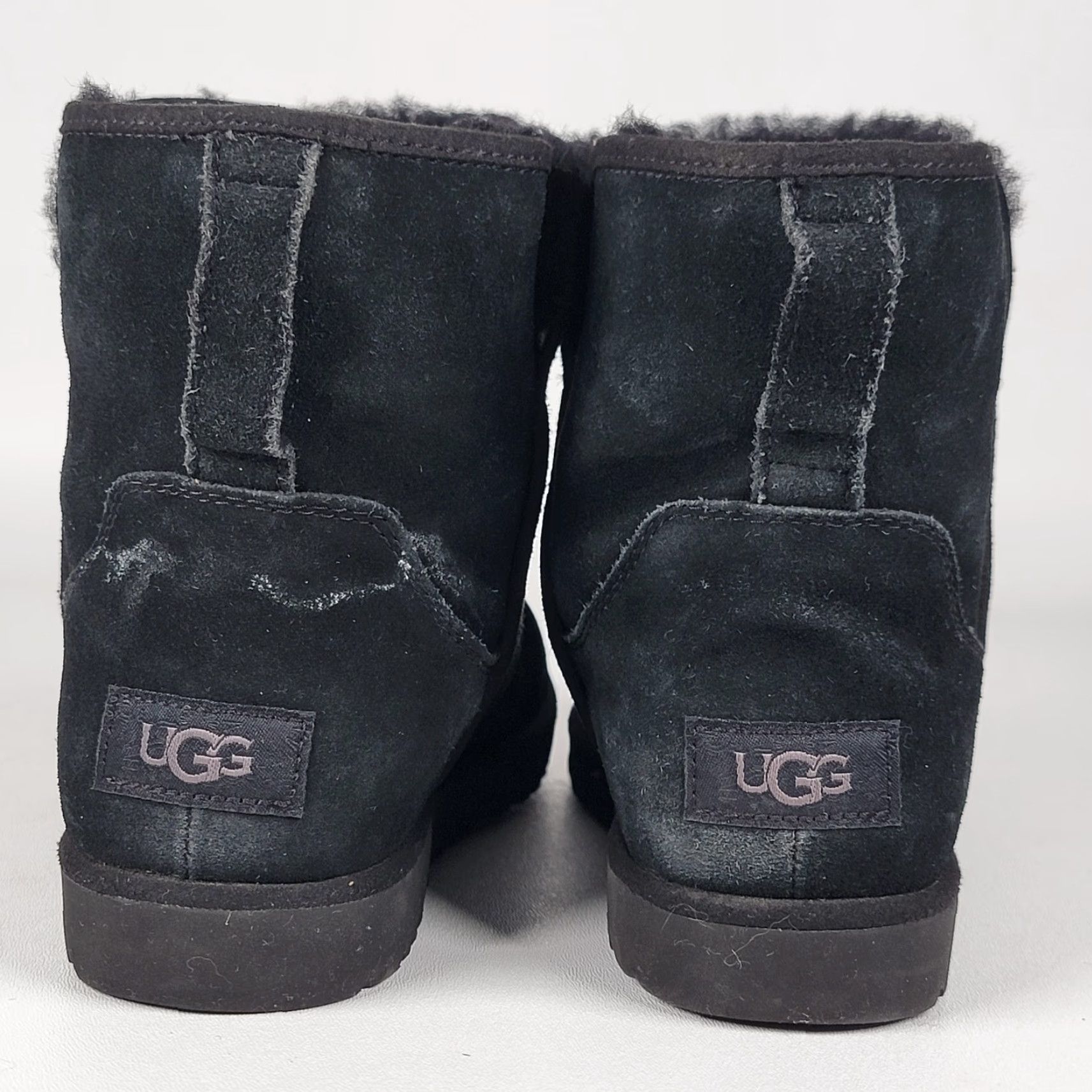 Ugg UGG Cory II Distressed Black Suede Women's Size 7 Boots Flat Heel Round Toe Casual Travel Shearling Lined Cushioned Comfort Snug Suede Upper Size US 5 / IT 35 - 7 Thumbnail