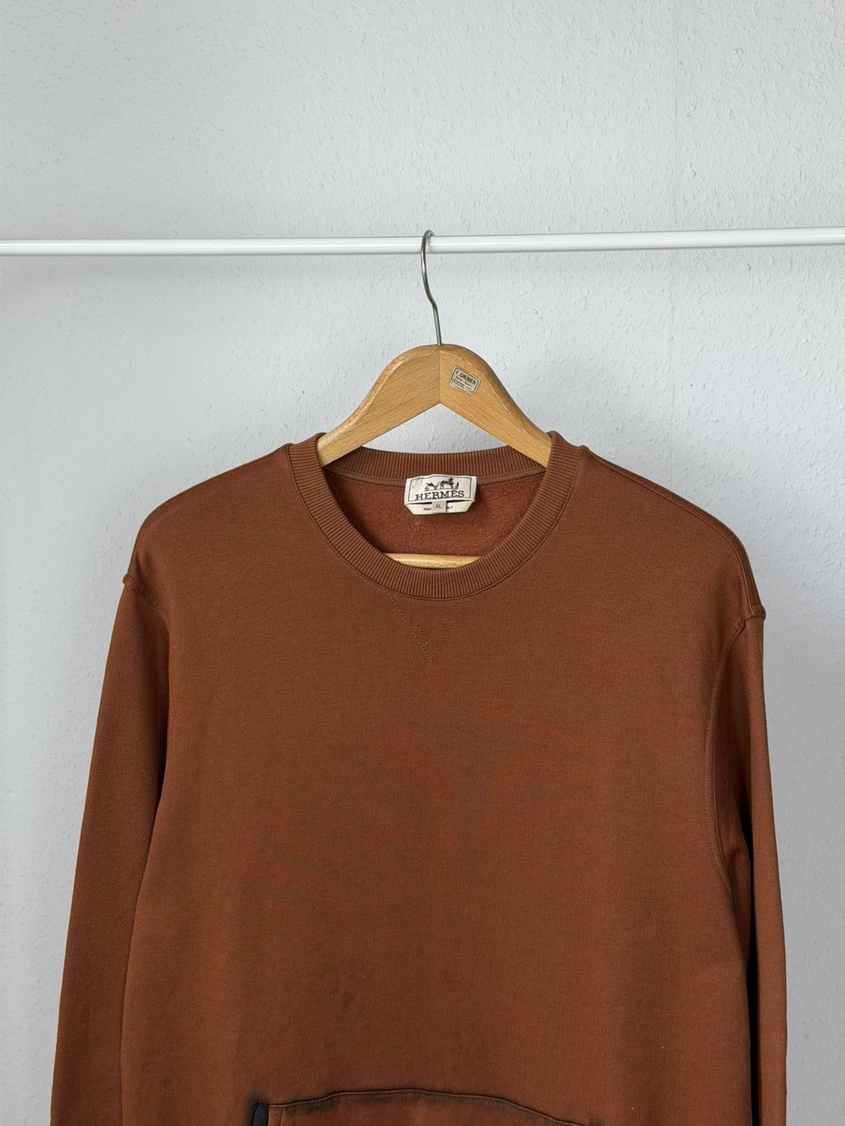 Hermes Hermès Brown Sweatshirt XL Front Pocket Long Sleeve Pullover Size US XL / EU 56 / 4 - 9 Thumbnail