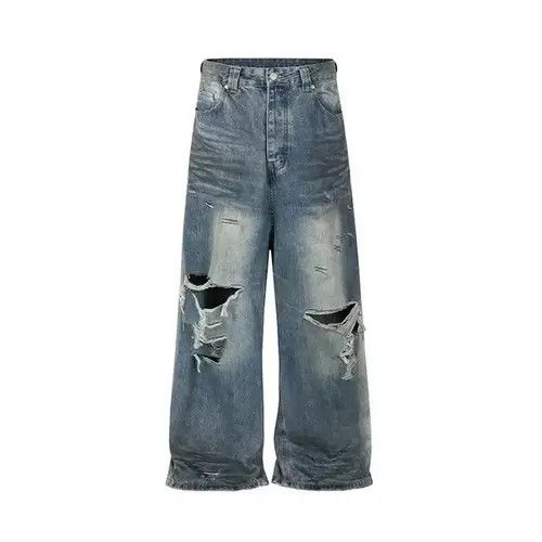 Japanese Brand × Jean Vintage Frayed Hole Baggy Jeans Size US 34 / EU 50 - 1 Thumbnail