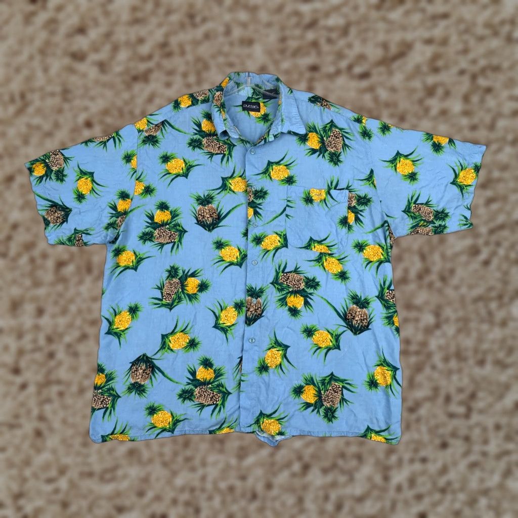 Vintage Puritan Hawaiian Shirt Mens XL Blue Floral All Over Print Button-Up 100% Rayon Size US XL / EU 56 / 4 - 1 Thumbnail
