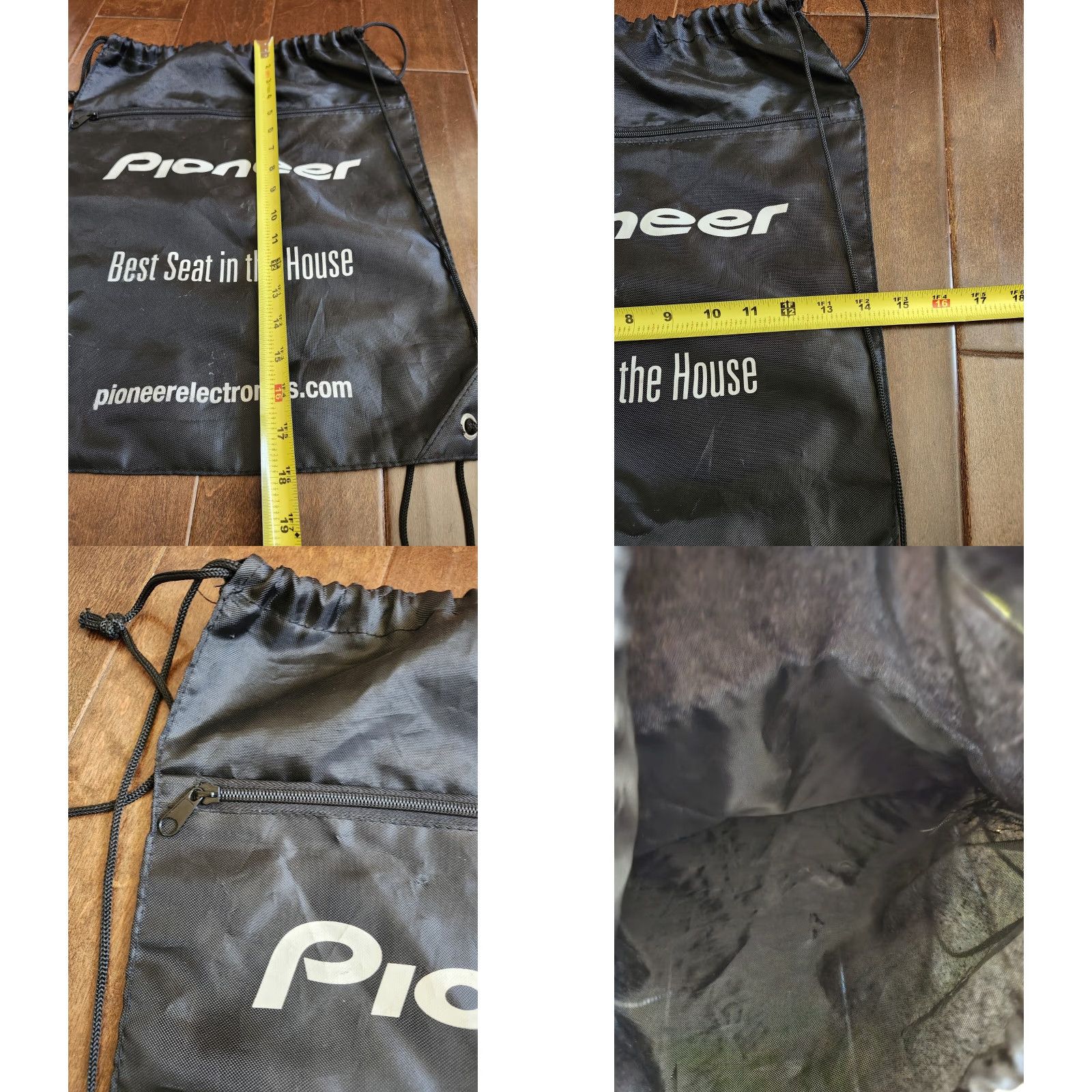 Vintage Pioneer Backpack Black Drawstring Backpack Men Small Solid Black Vintage No Size ONE SIZE - 8 Thumbnail