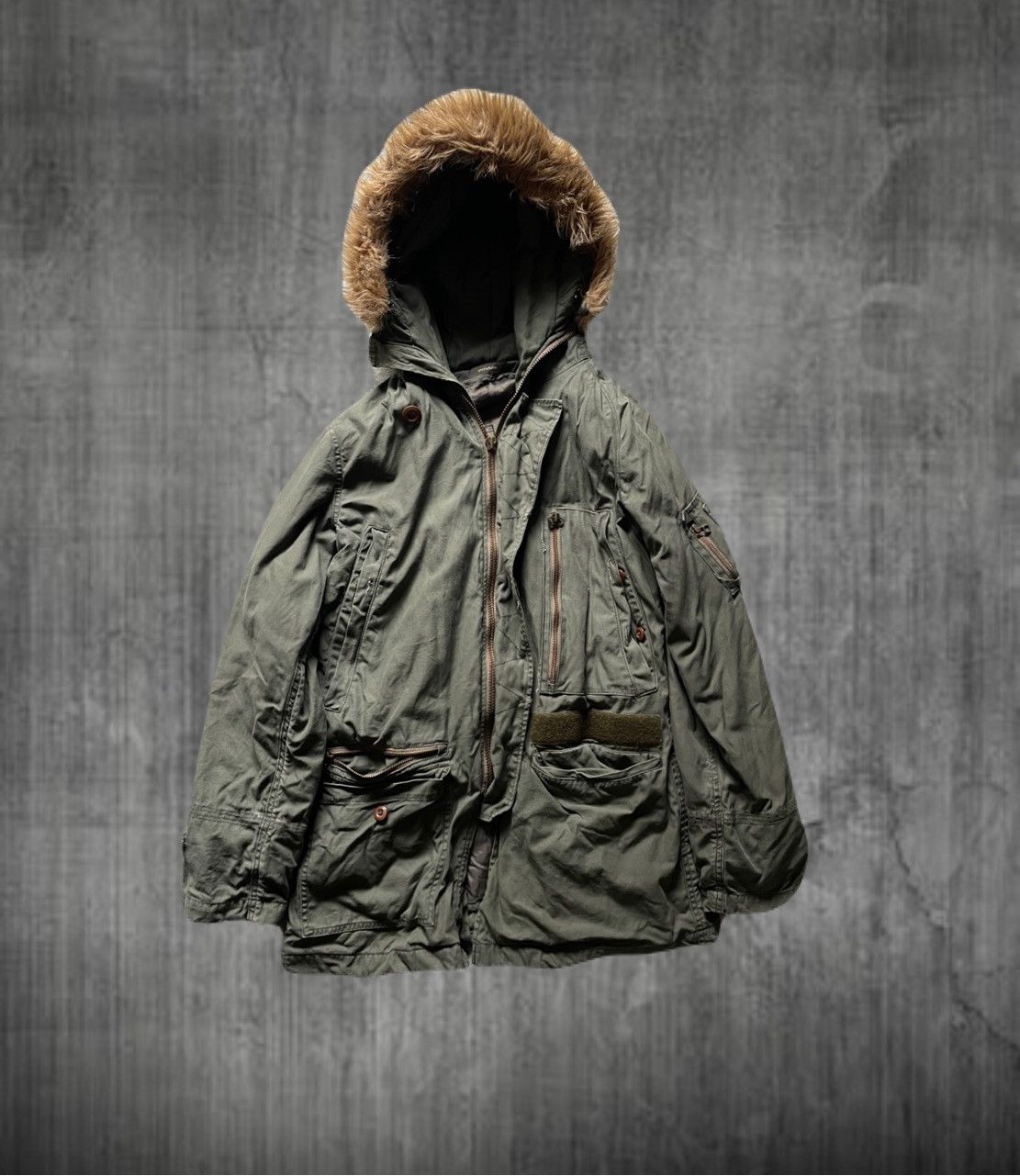 If Six Was Nine 2000s Japanese archive Vkei Fur Gimmic Military Parka Jacket Size US M / EU 48-50 / 2 - 1 Thumbnail