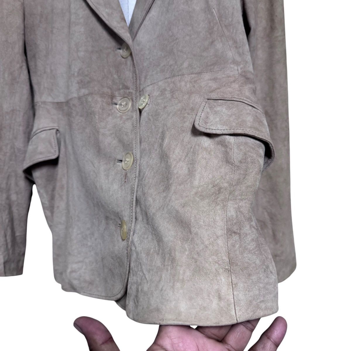 Jil Sander Jil Sander Suede Leather Blazer Jacket Beige Size XS / US 0-2 / IT 36-38 - 7 Thumbnail