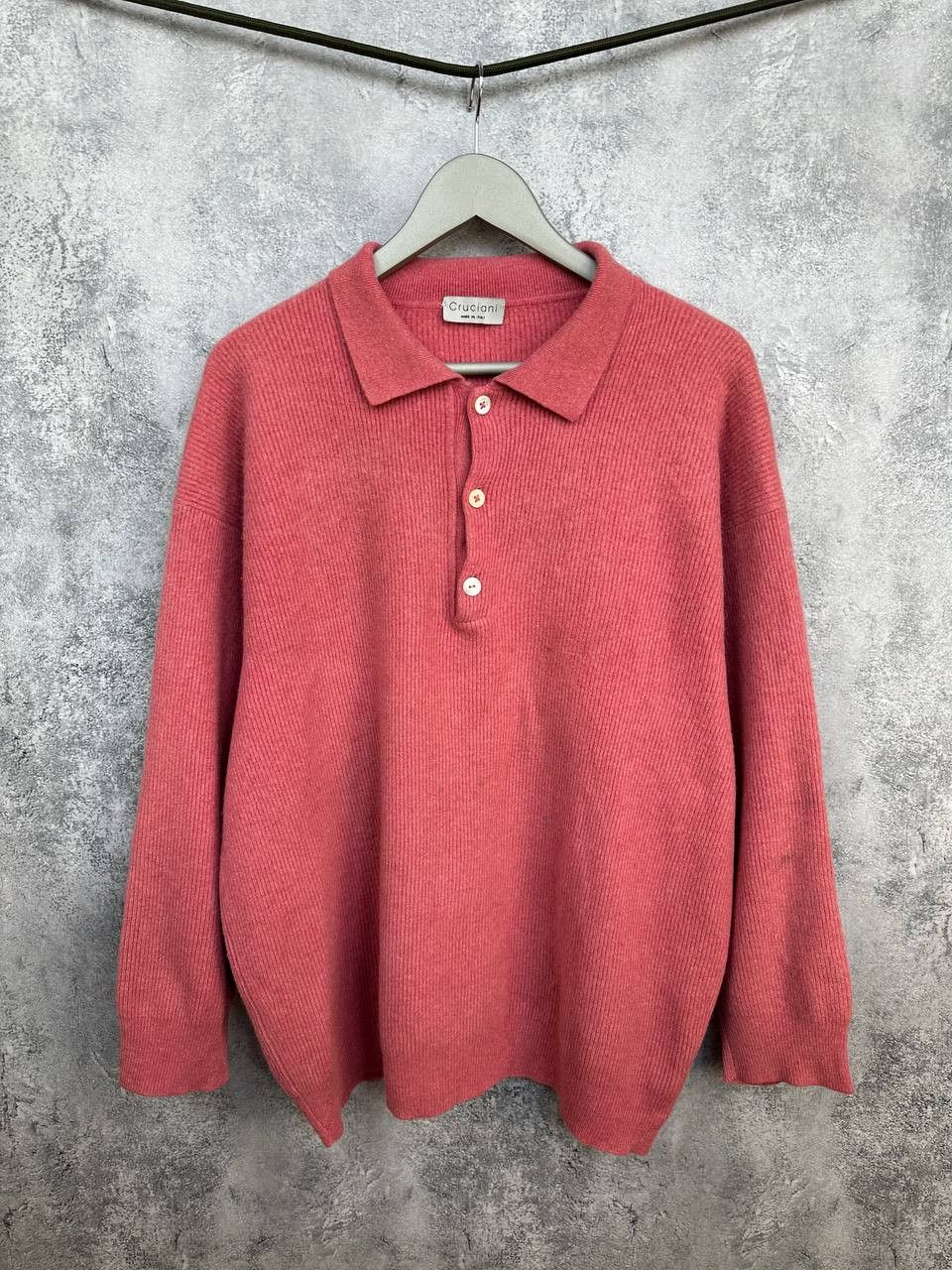 Cruciani Cruciani Cashmere Polo Sweater Ribbed 100% Cashmere Pink Size US L / EU 52-54 / 3 - 1 Thumbnail