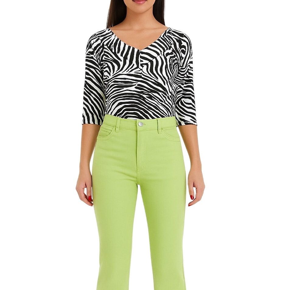 Vintage 90s Vintage Zebra Print V-Neck Top Small Retro Animal Size S / US 4 / IT 40 - 1 Thumbnail