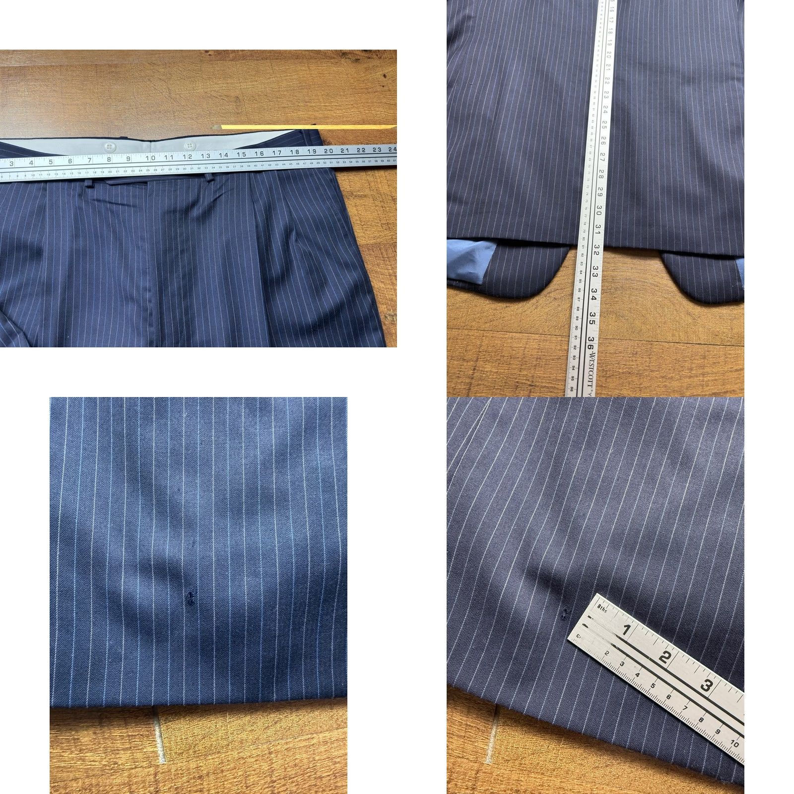 Vintage Samuelsohn Suit Mens 46 Blue 2pc Blazer Trousers Wool Men 46R 40X28 Pinstripe READ Size US 30 / EU 46 - 11 Thumbnail