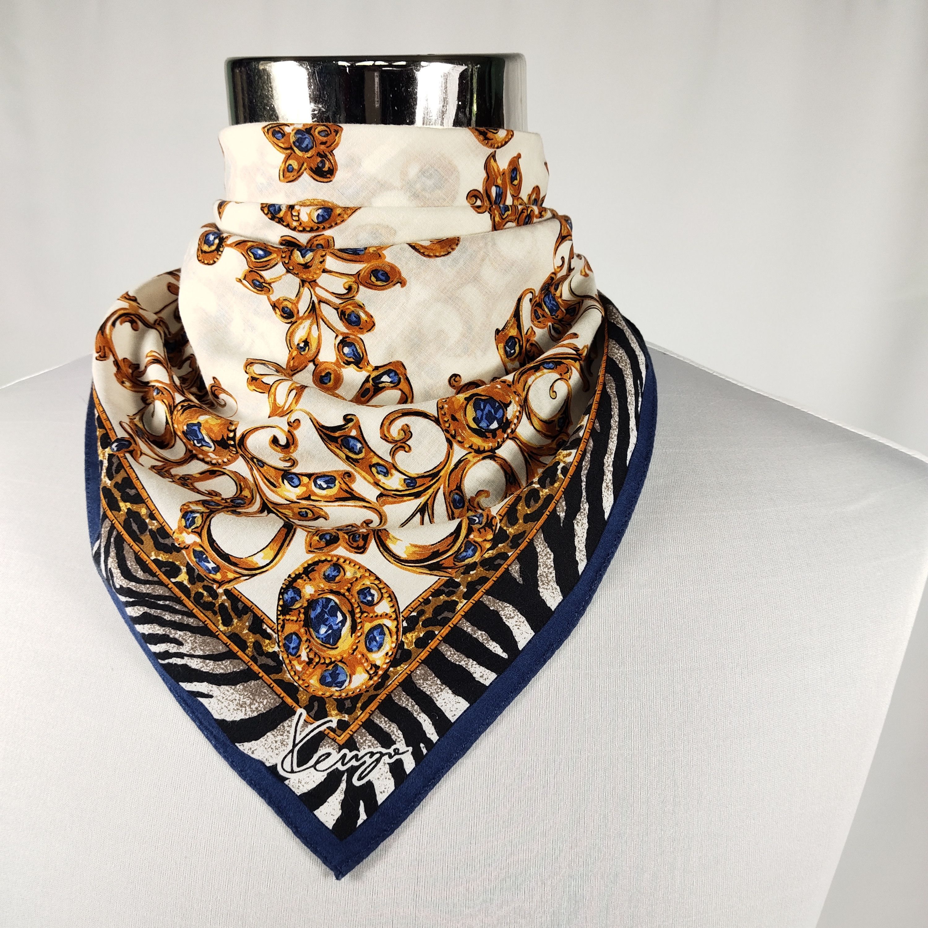 Kenzo × Vintage Kenzo Handkerchief / Neckerchief / Bandana FZ066 Size ONE SIZE - 1 Thumbnail
