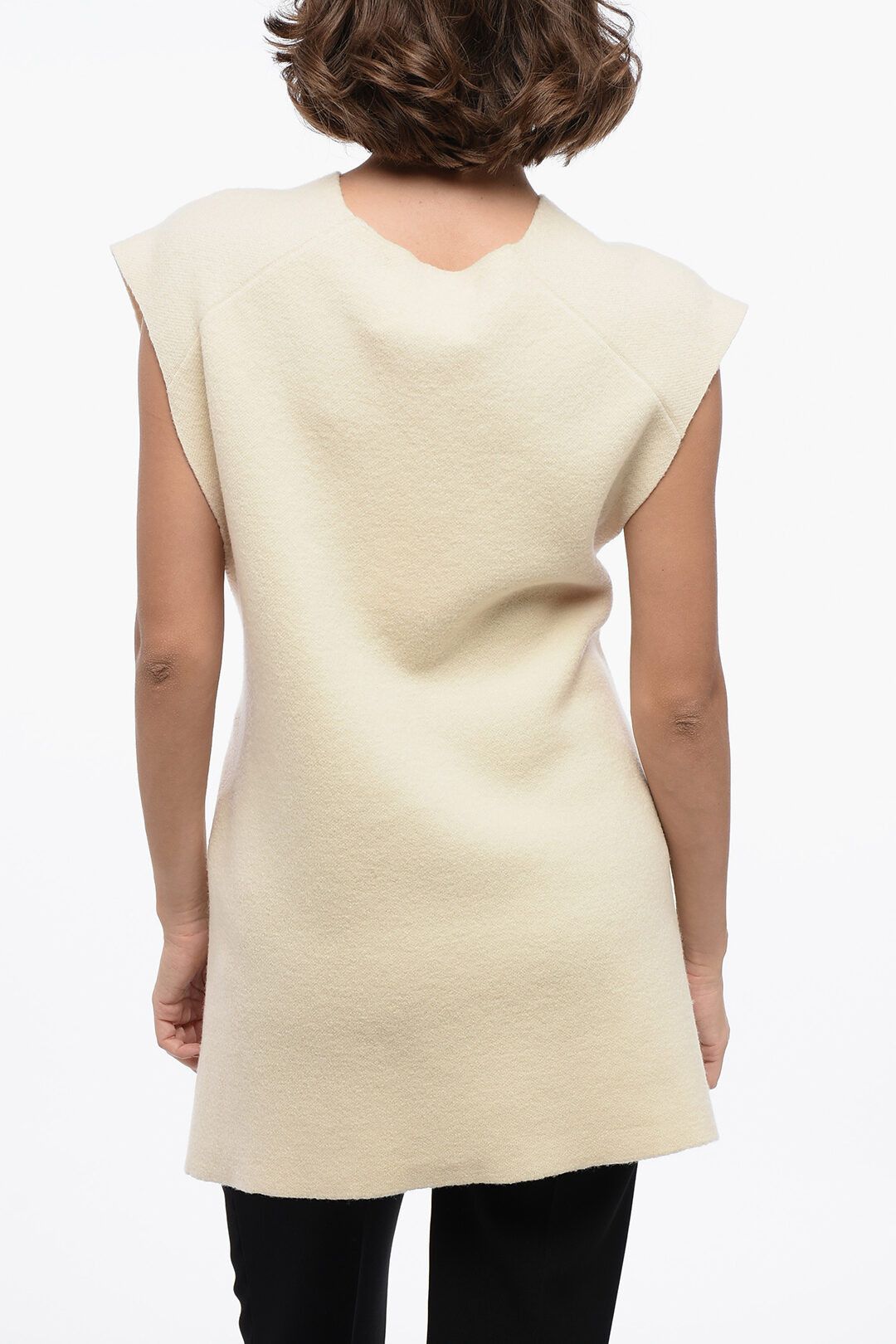 Jil Sander og1mm1225 V Neck Knitted Vest in White Size M / US 6-8 / IT 42-44 - 2 Thumbnail