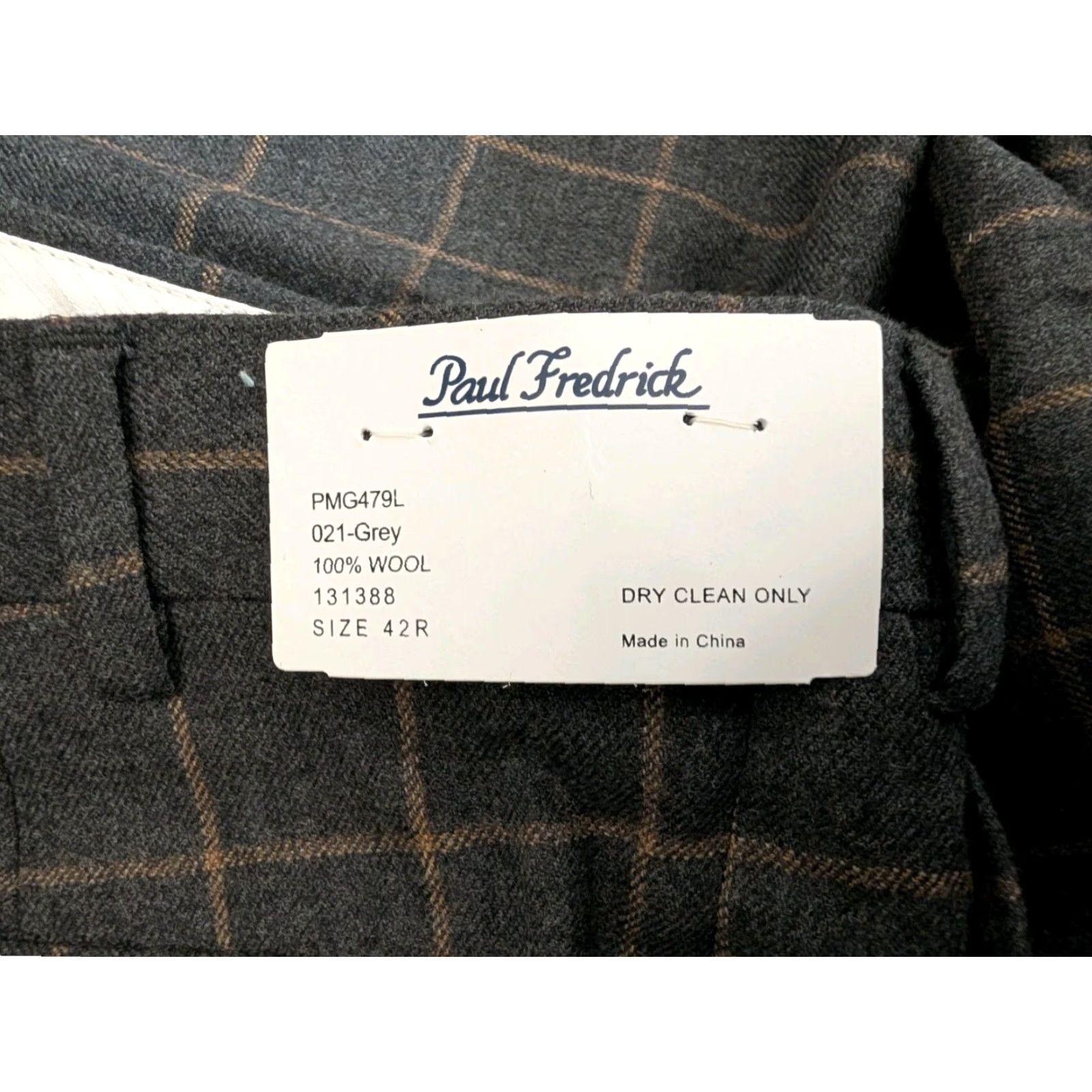 Vintage PAUL FREDRICK Gray Windowpane Wool Dress Pants 42X37 Pleated Regular Fit Men's Size US 42 / EU 58 - 4 Thumbnail