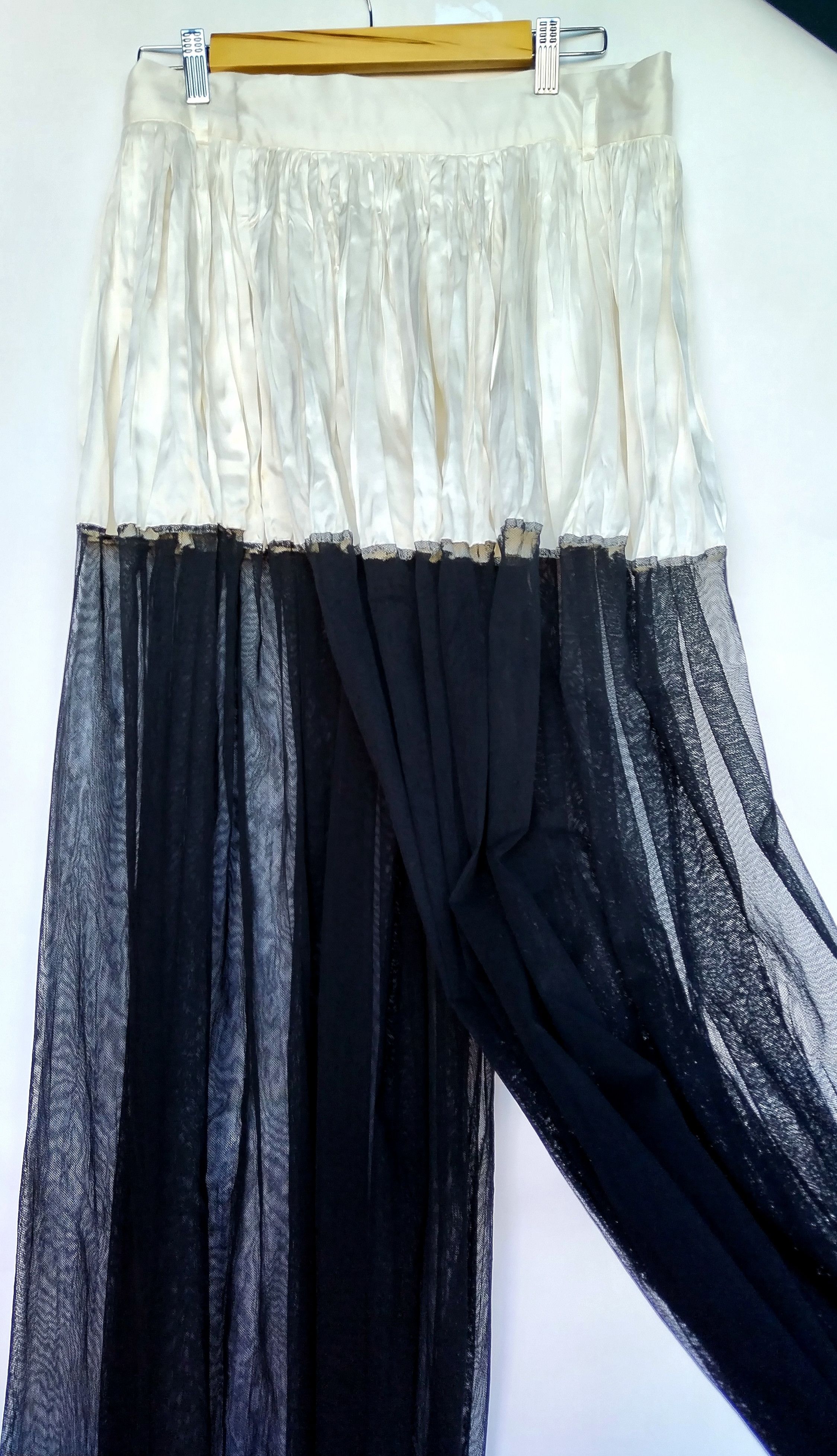image of Haider Ackermann Monochrome Maxi Mesh Skirt in Black Cream, Women's (Size 26)
