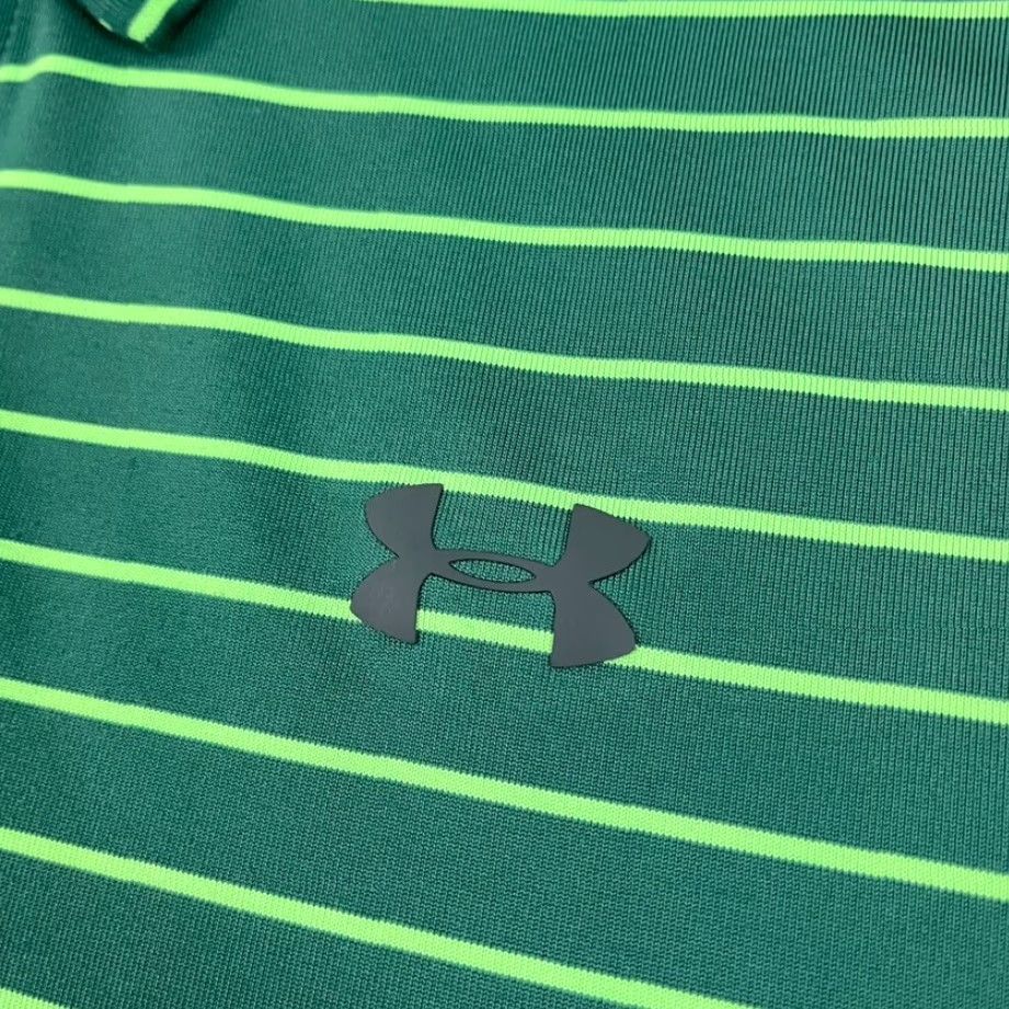 Under Armour Under Armour Polo Shirt 2XL Green Striped Neon Performance Golf Sports Mens Size US XXL / EU 58 / 5 - 3 Thumbnail