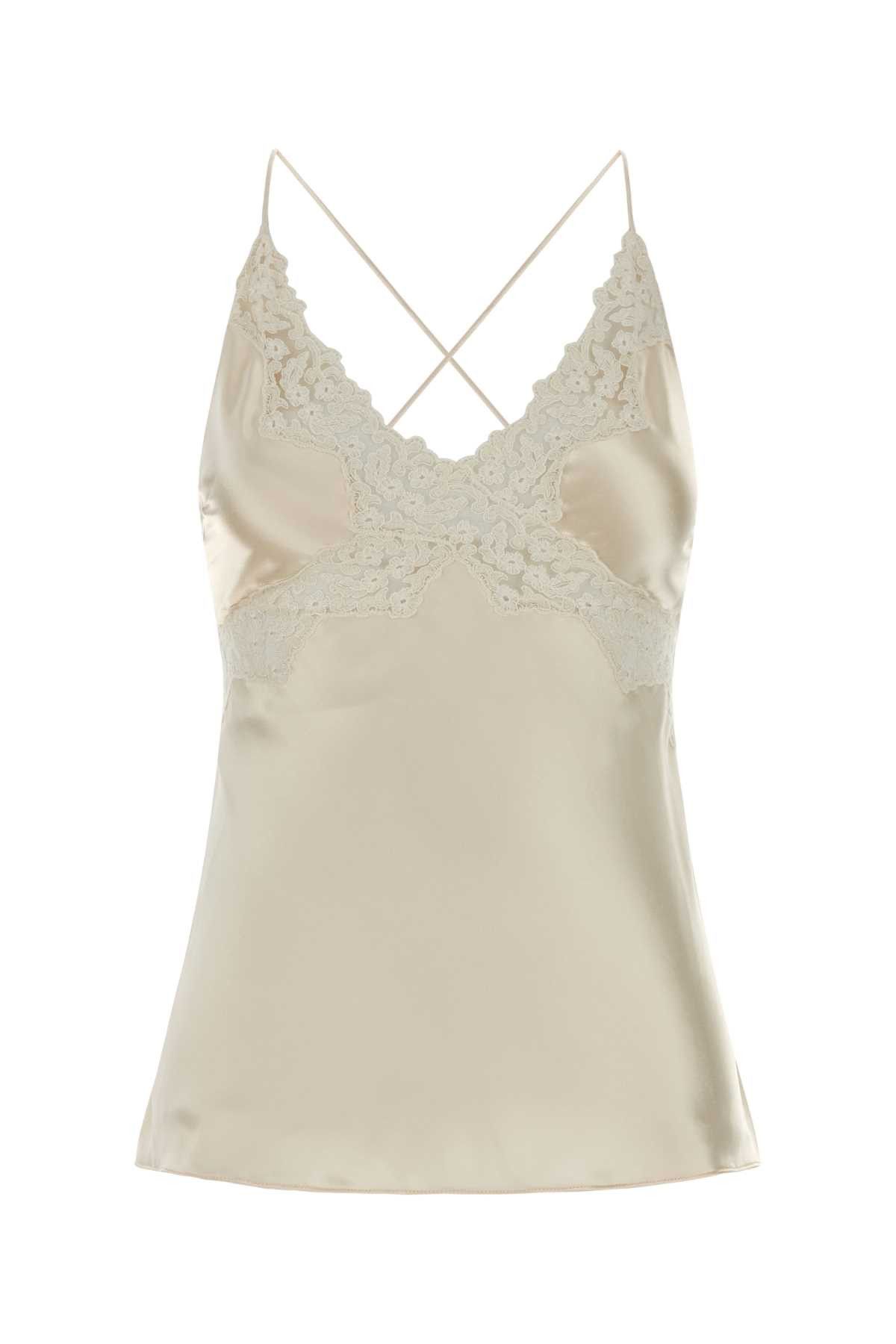 Alberta Ferretti Ivory Satin Top Size S / US 4 / IT 40 - 1 Thumbnail