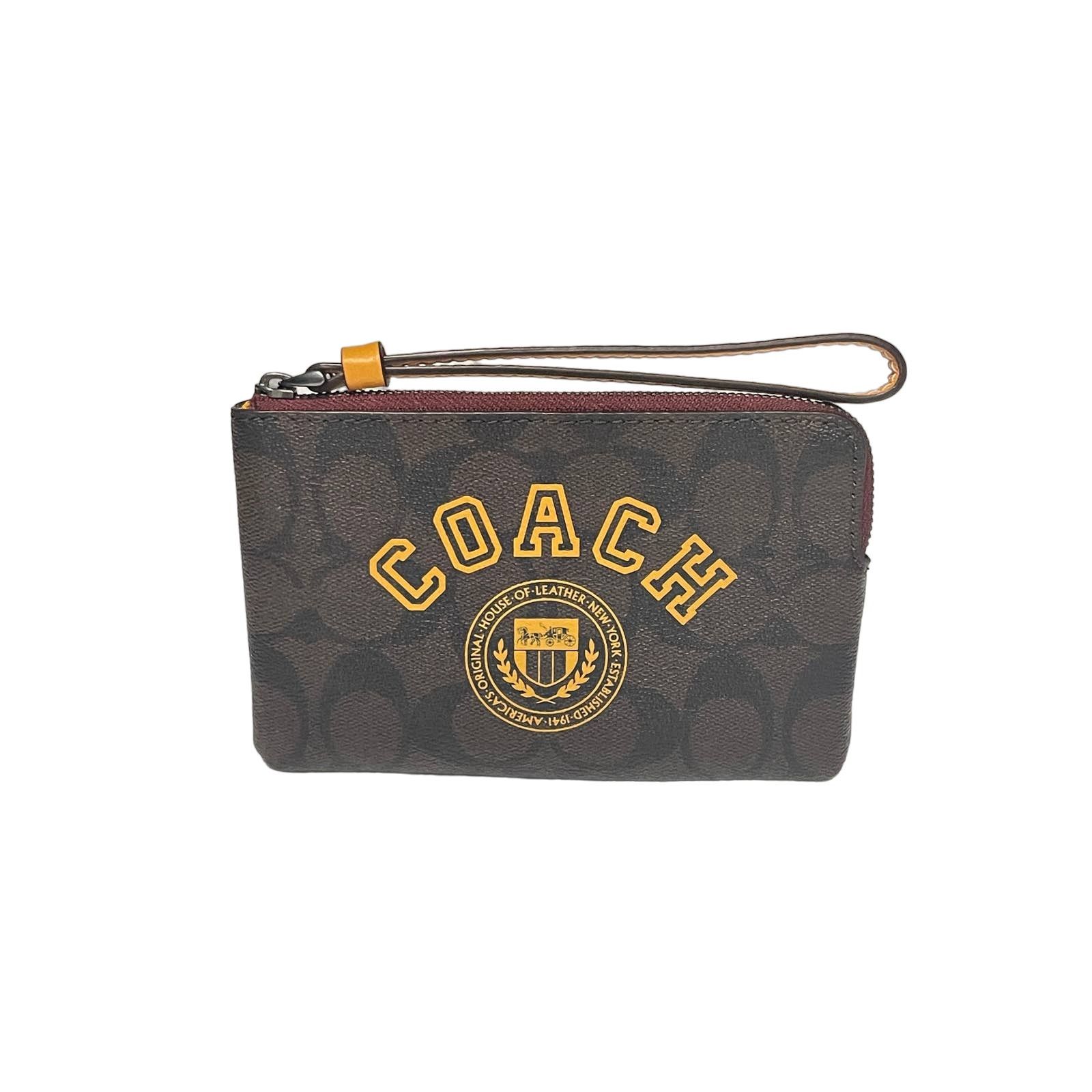 Coach Coach Corner Zip Wristlet In Signature Canvas With Varsity Size ONE SIZE - 7 Thumbnail