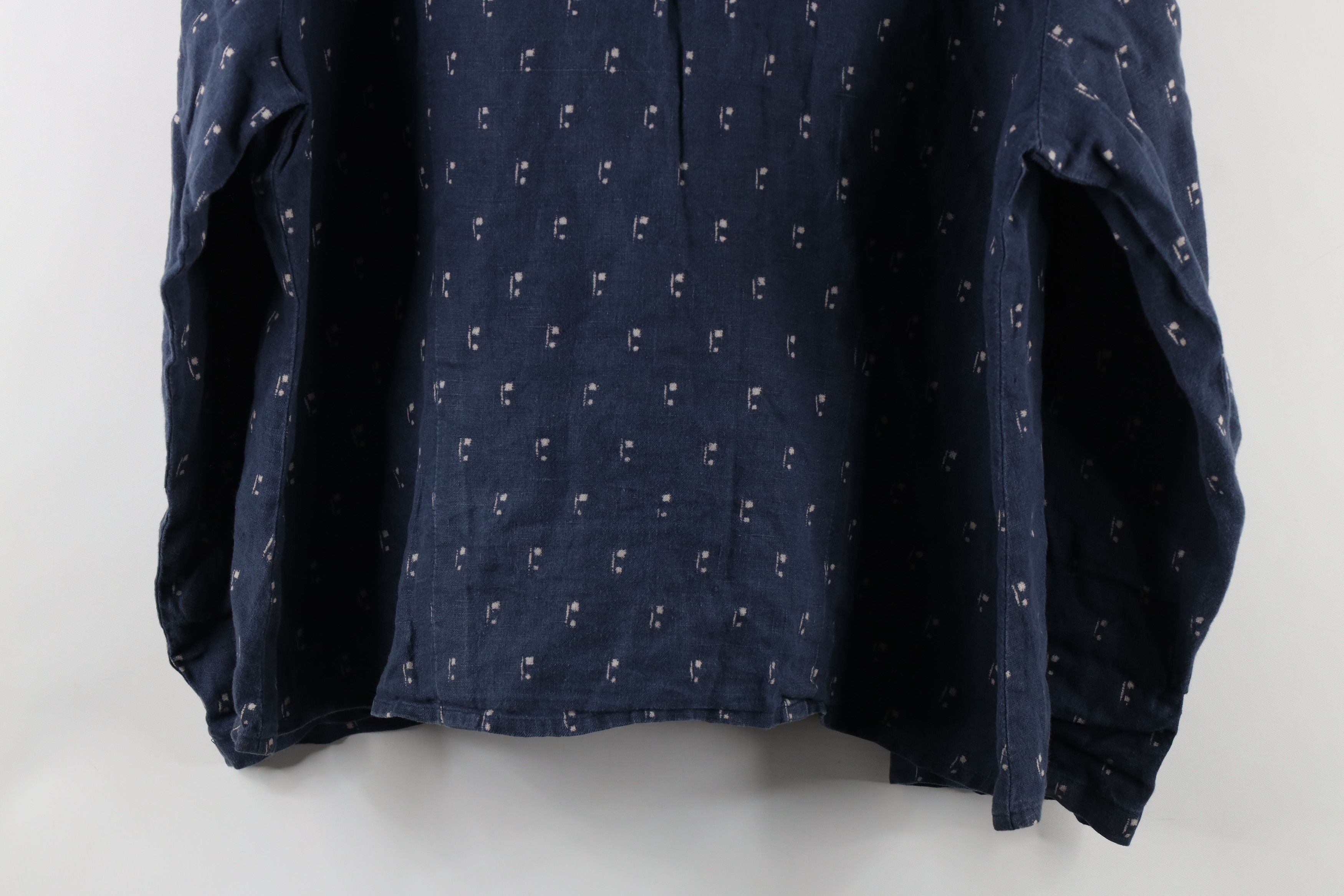FLAX × Vintage Flax Linen Lagenlook Geometric Collared Button Shirt Size L / US 10 / IT 46 - 9 Thumbnail