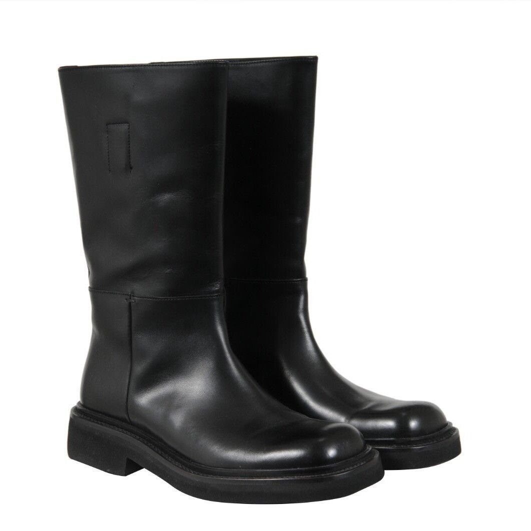 Prada Chunky Square Toe Boots Black Leather - 02104 Size US 7.5 / EU 40-41 - 1 Thumbnail