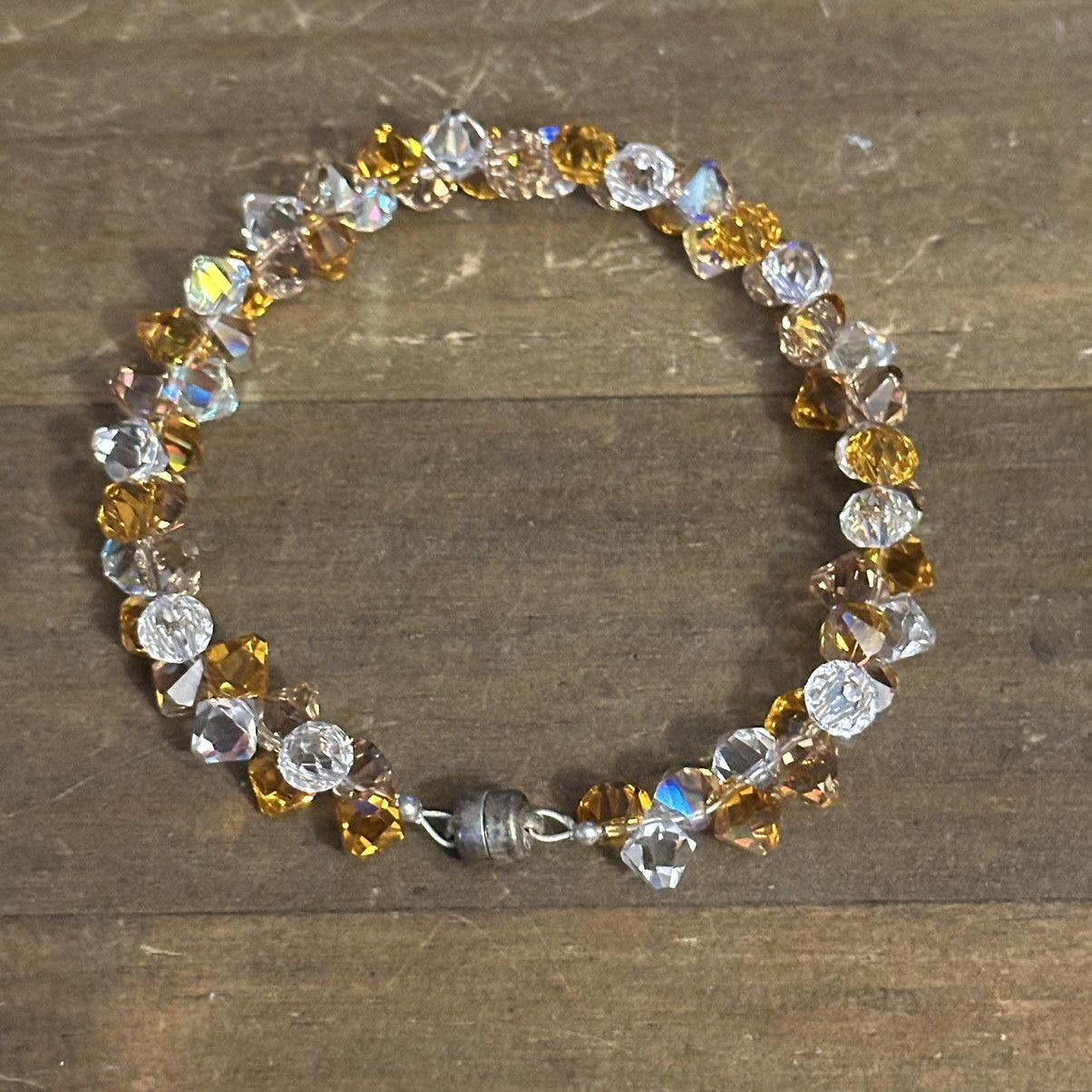 Vintage Vintage Amber and clear crystal bead bracelet Size ONE SIZE - 6 Thumbnail