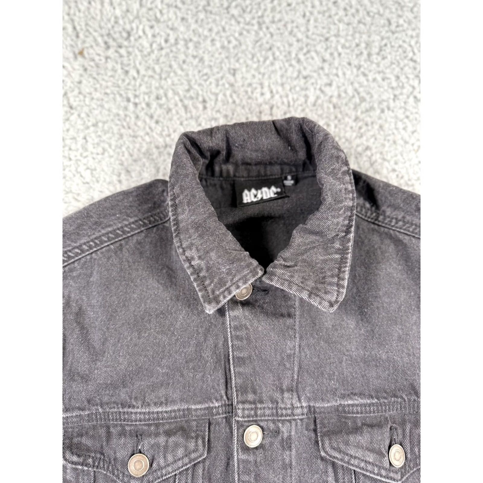 Denime ACDC Jacket Mens Small Black Denim Back in Black Button Up Pockets Long Sleeve Size US S / EU 44-46 / 1 - 7 Thumbnail