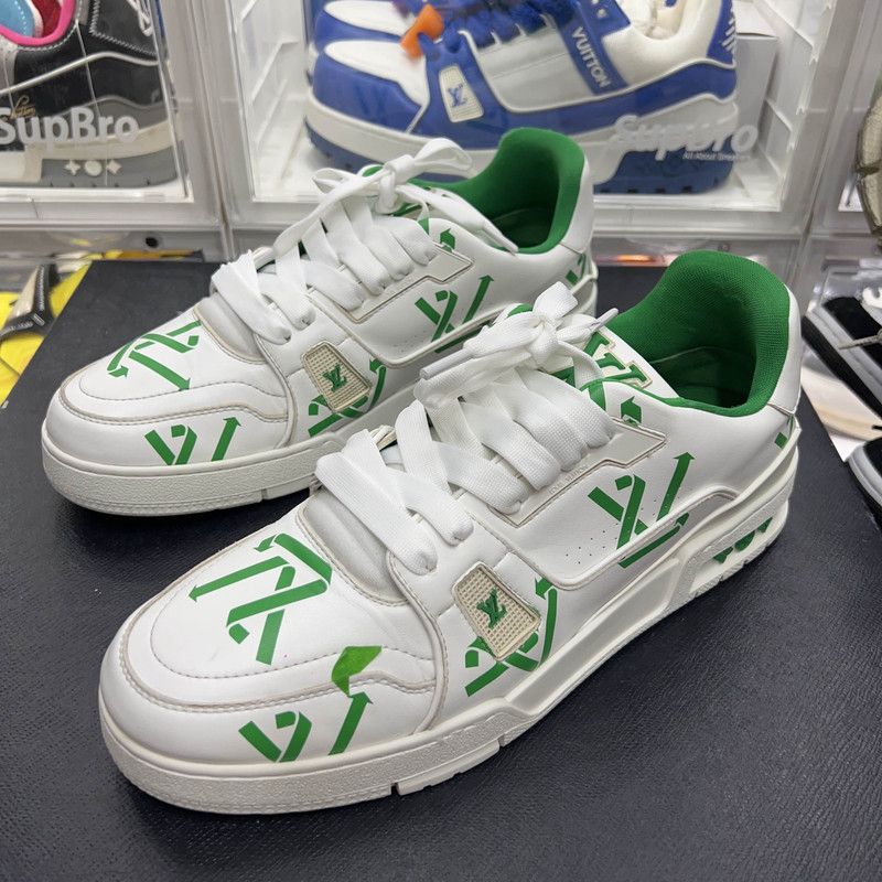 Louis Vuitton Louis Vuitton Trainer White Green Fashion Sneakers 0079 Size US 9.5 / EU 42-43 - 1 Thumbnail
