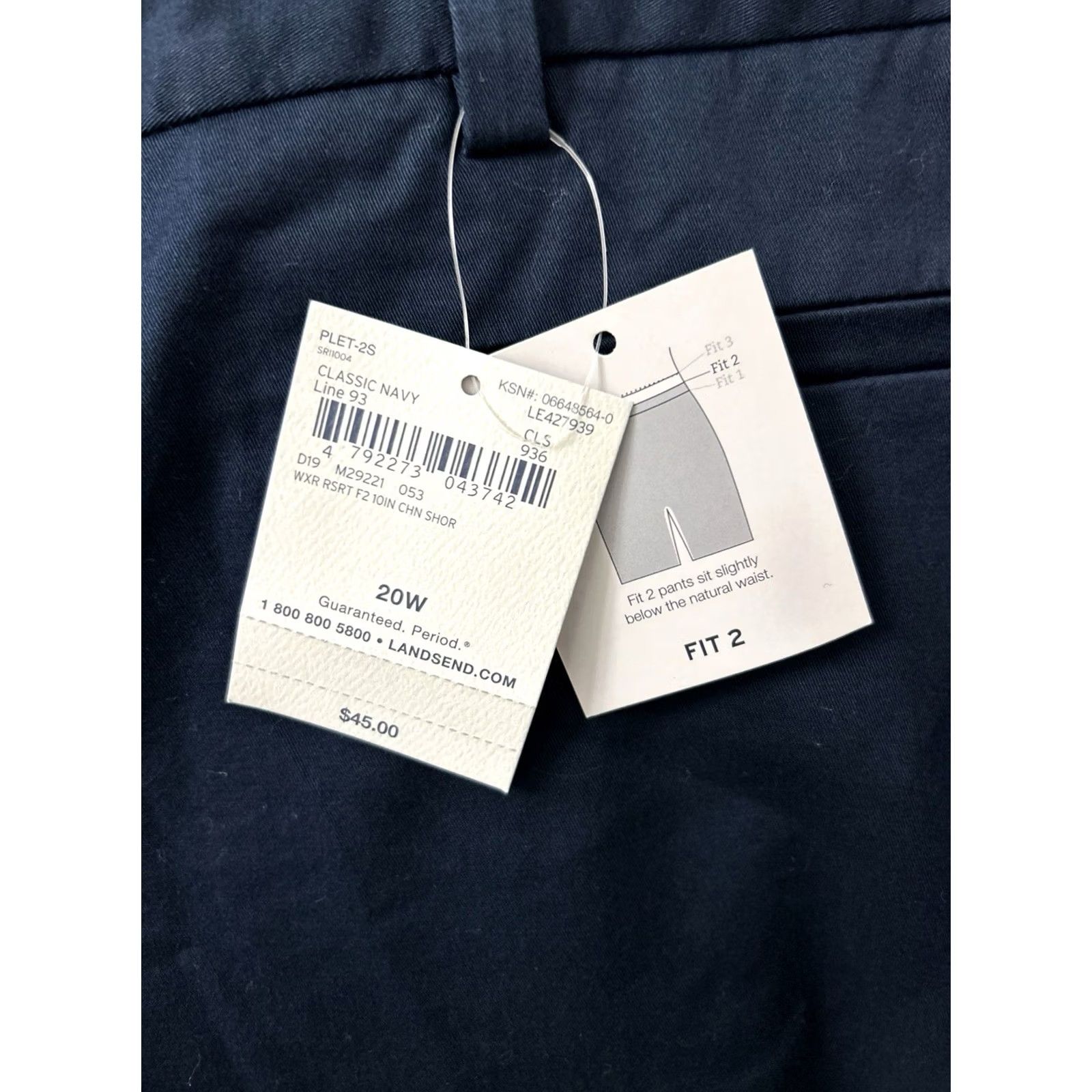 Lands' End Lands' End Fit 2 Chino Shorts Womens 20W Navy 10" Inseam NWT 5 MSRP Size 42" / US 20 - 3 Thumbnail