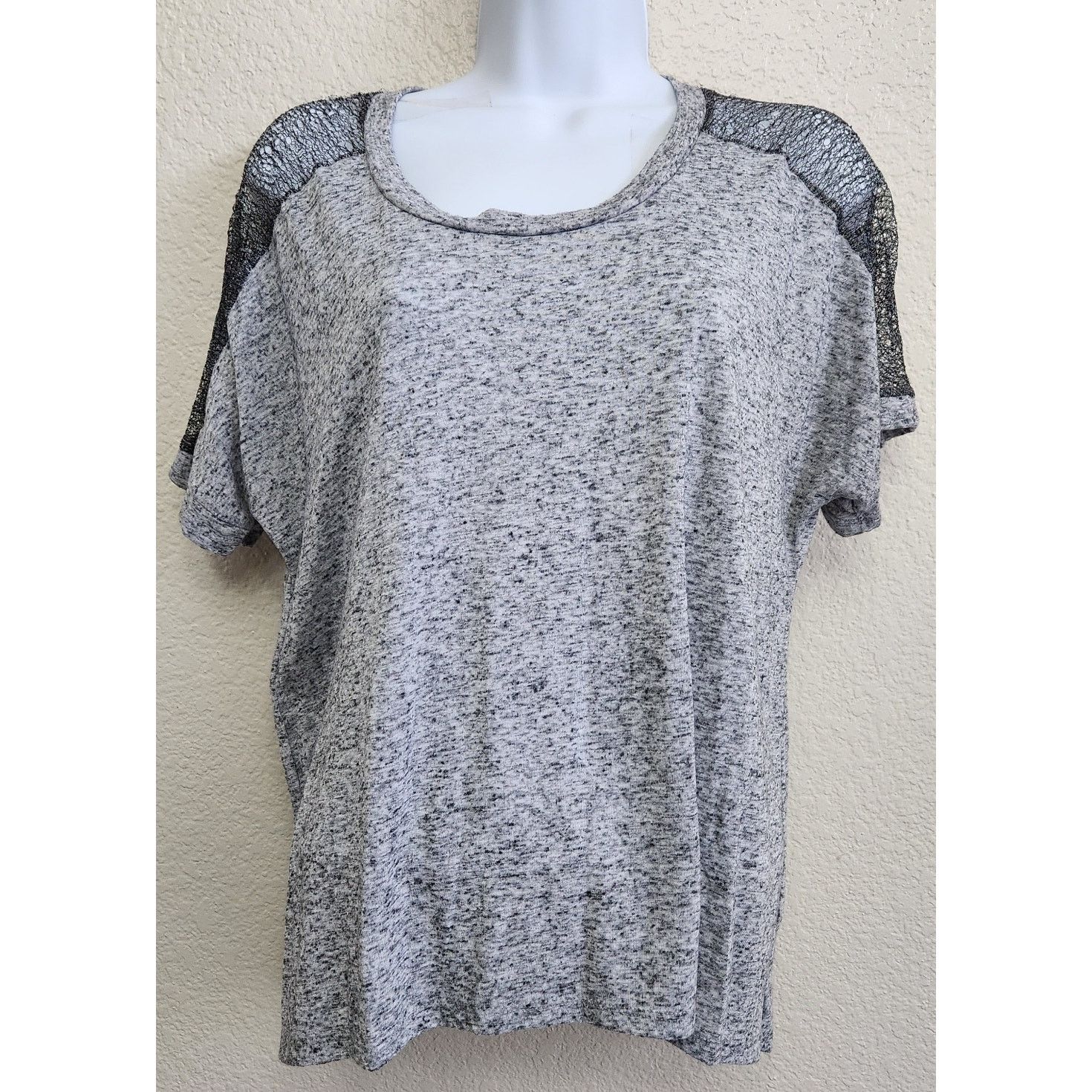 Other A.N.A Gray Marled Silver Metallic Lace Netting Top Large Size L / US 10 / IT 46 - 1 Thumbnail