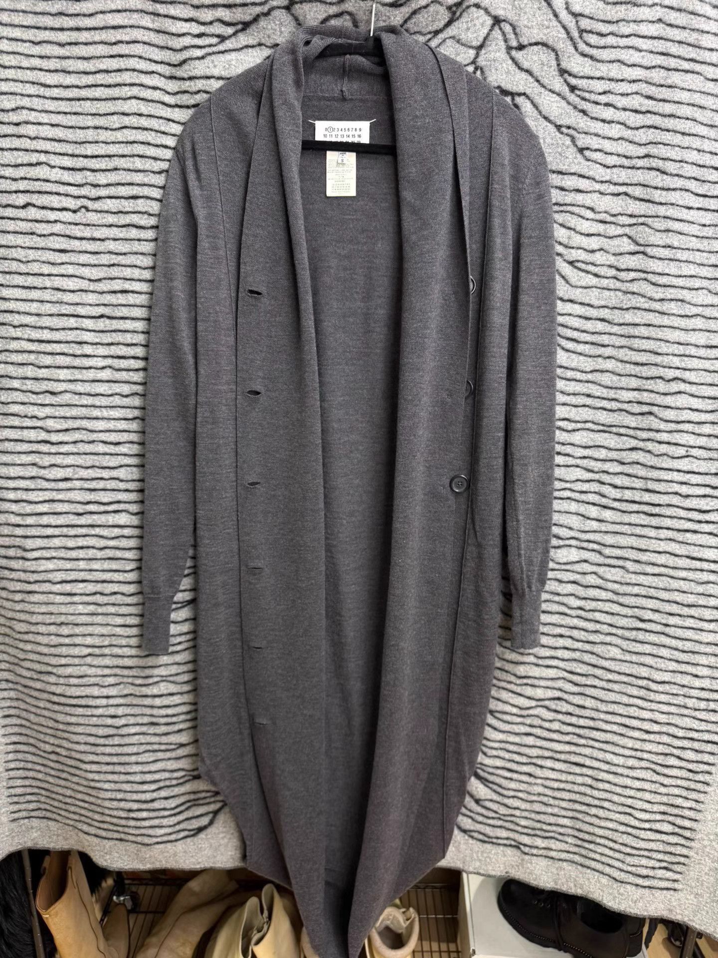 Maison Margiela Gray Longline Open-Front Knit Cardigan Size US S / EU 44-46 / 1 - 1 Thumbnail