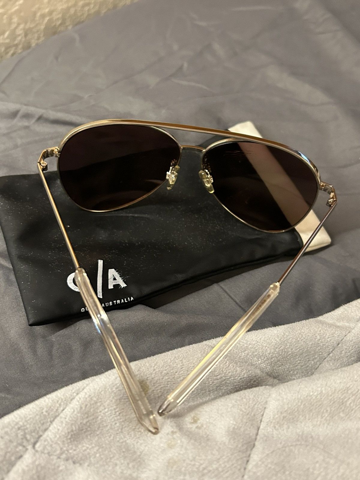 Quay Preowned Gold Mirrored Brow Bar Aviator Sunglasses Size ONE SIZE - 7 Thumbnail