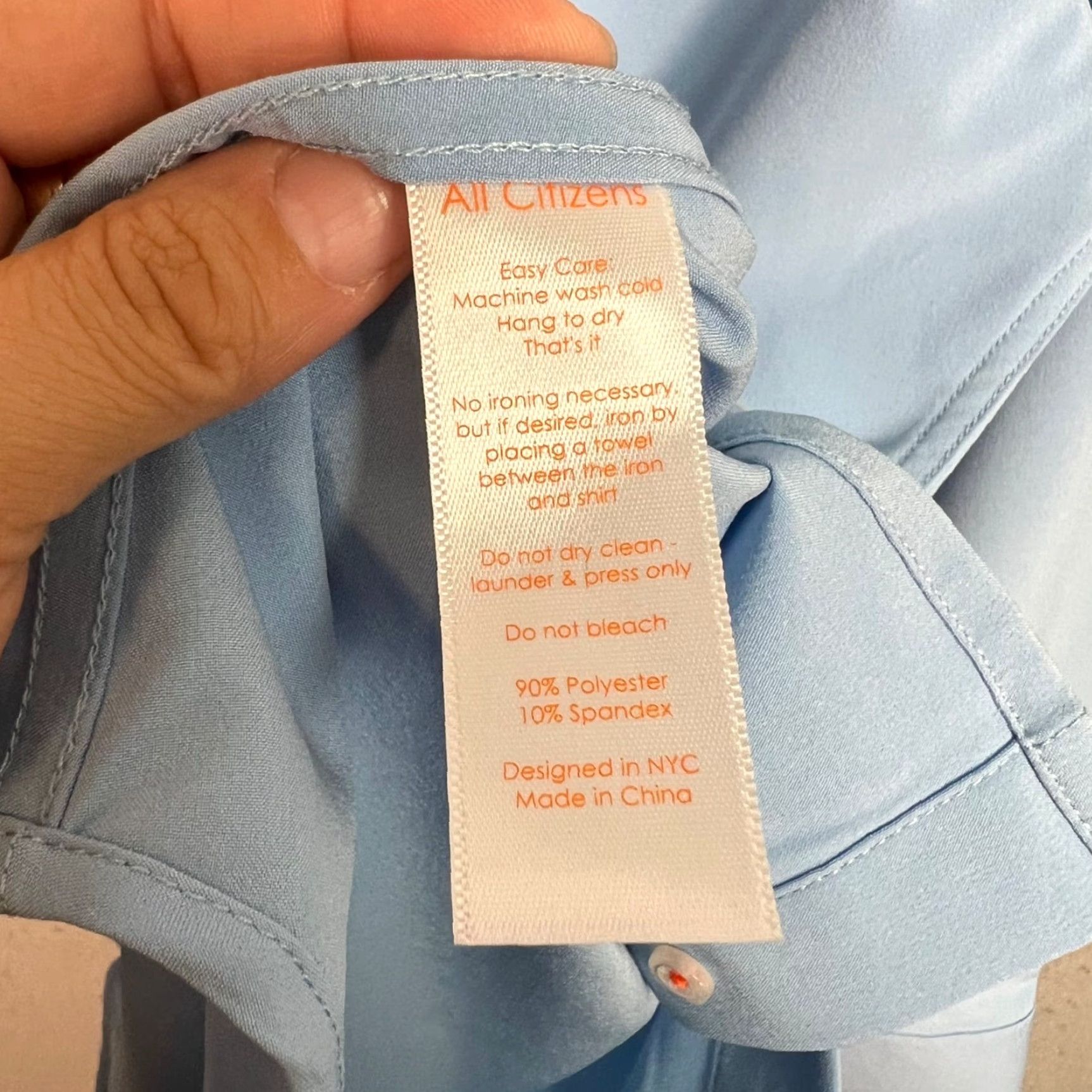 Vintage All Citizens Mens Medium Athletic Tailored Fit Shirt Light Blue Polyester Blend Size US M / EU 48-50 / 2 - 4 Thumbnail