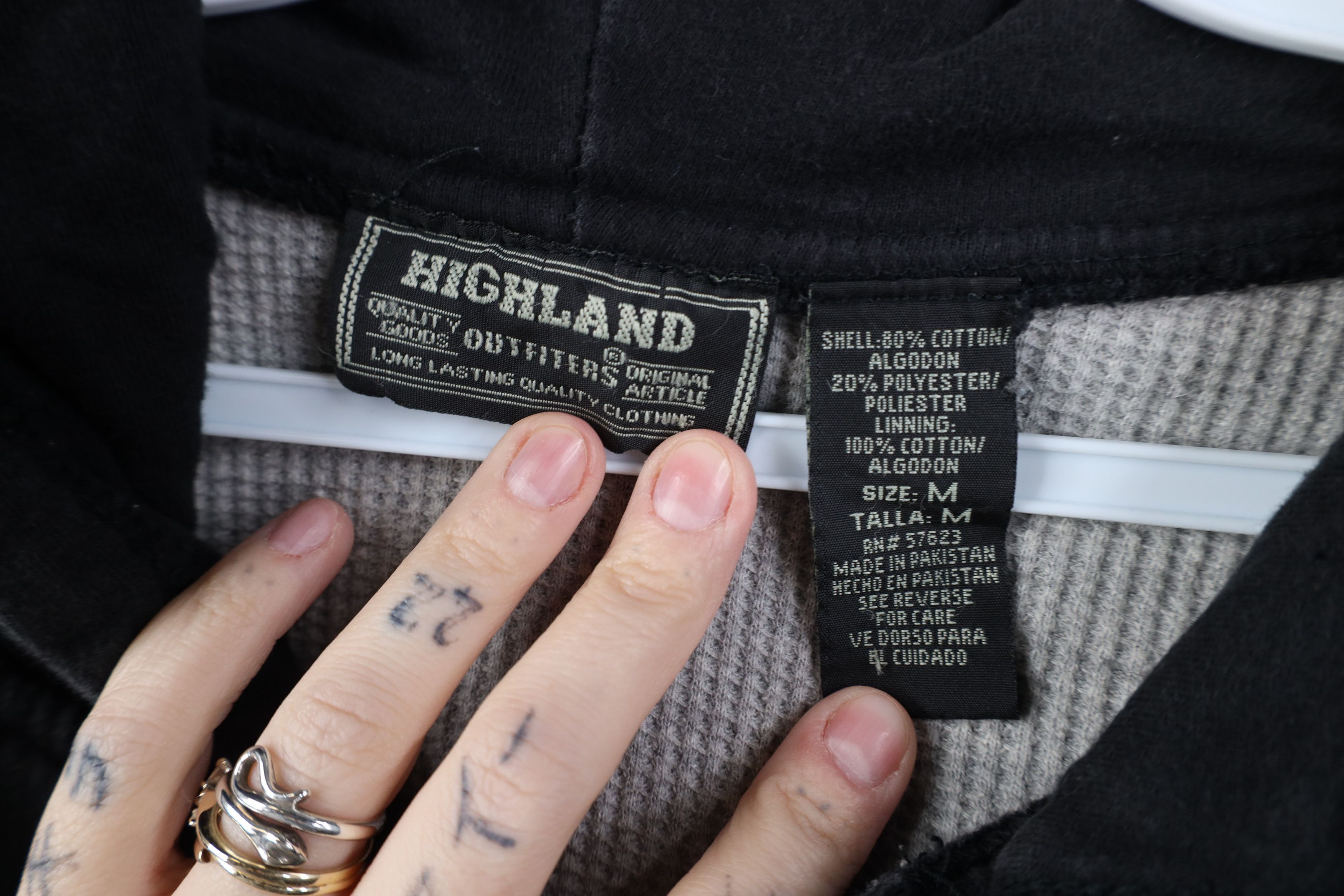 Vintage Vintage 90s Streetwear Waffle Lined Full Zip Hoodie Black Size US M / EU 48-50 / 2 - 8 Thumbnail