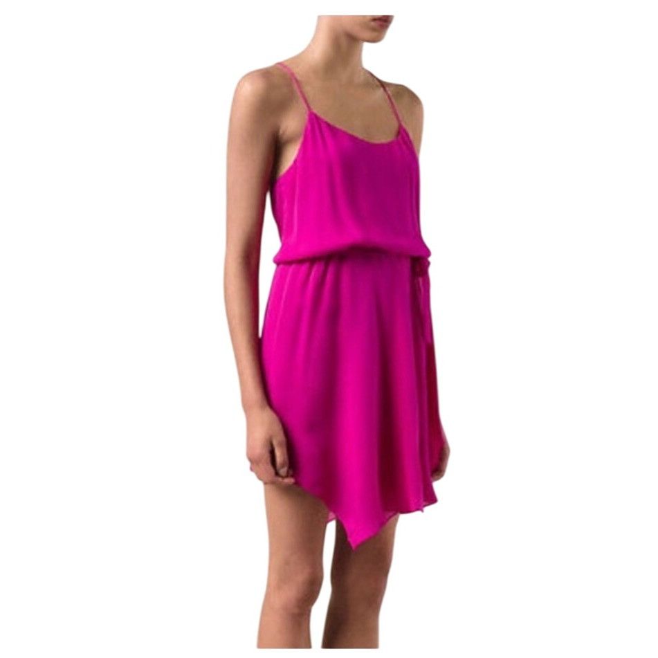 Haute Hippie Haute Hippie Fuchsia Silk & Polyester Asymmetrical Dress $38 Size L / US 10 / IT 46 - 7 Thumbnail