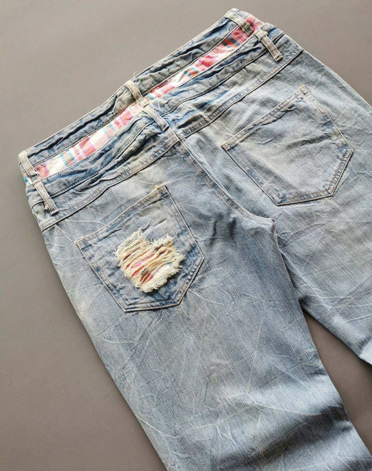 Japanese Brand Unbrand Double Waist Distressed Patches Jeans Size US 36 / EU 52 - 4 Thumbnail
