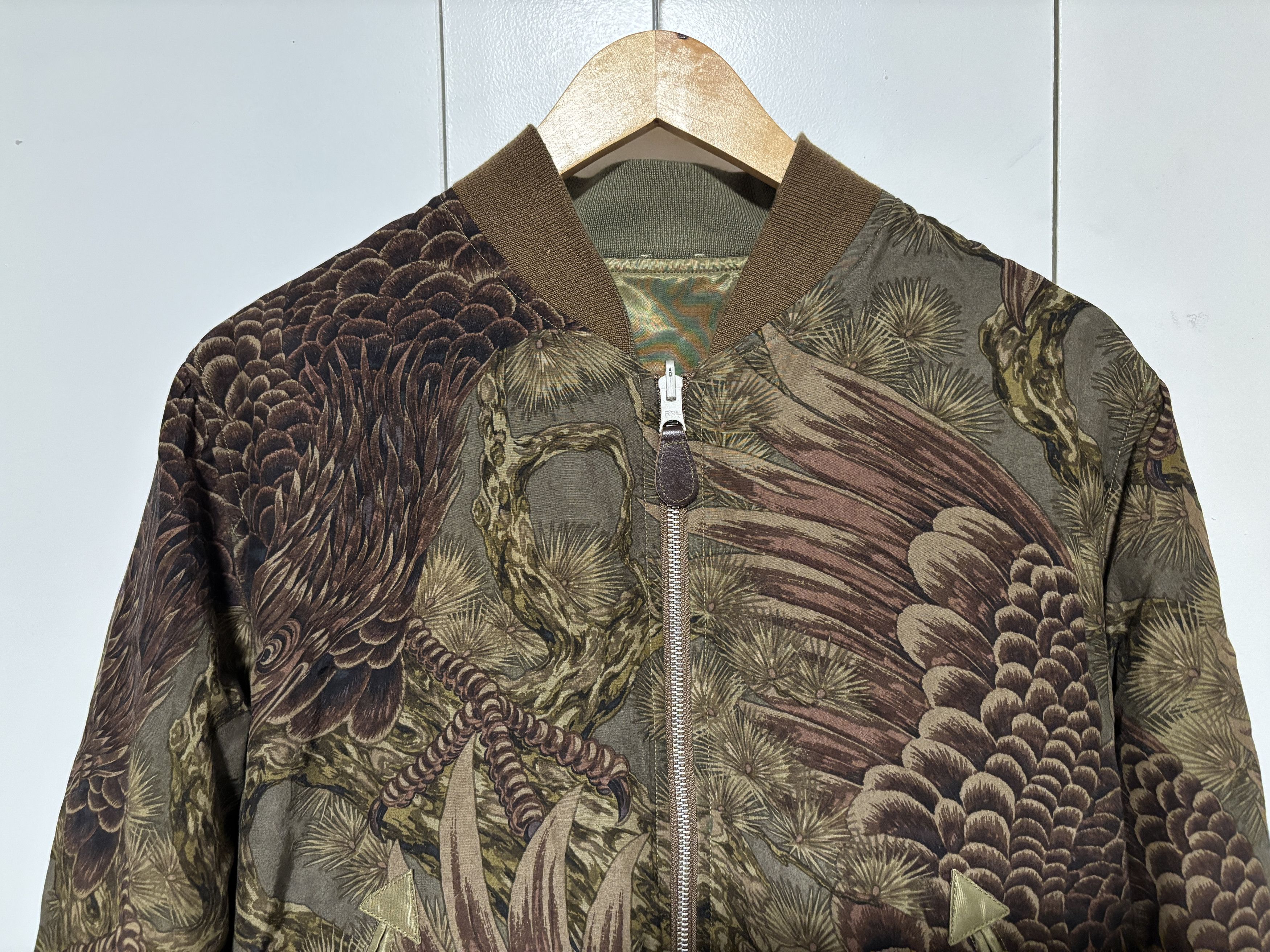 Polo Ralph Lauren $990 Double RL Olive Eagle Reversible Flight Jacket Size US M / EU 48-50 / 2 - 12 Thumbnail