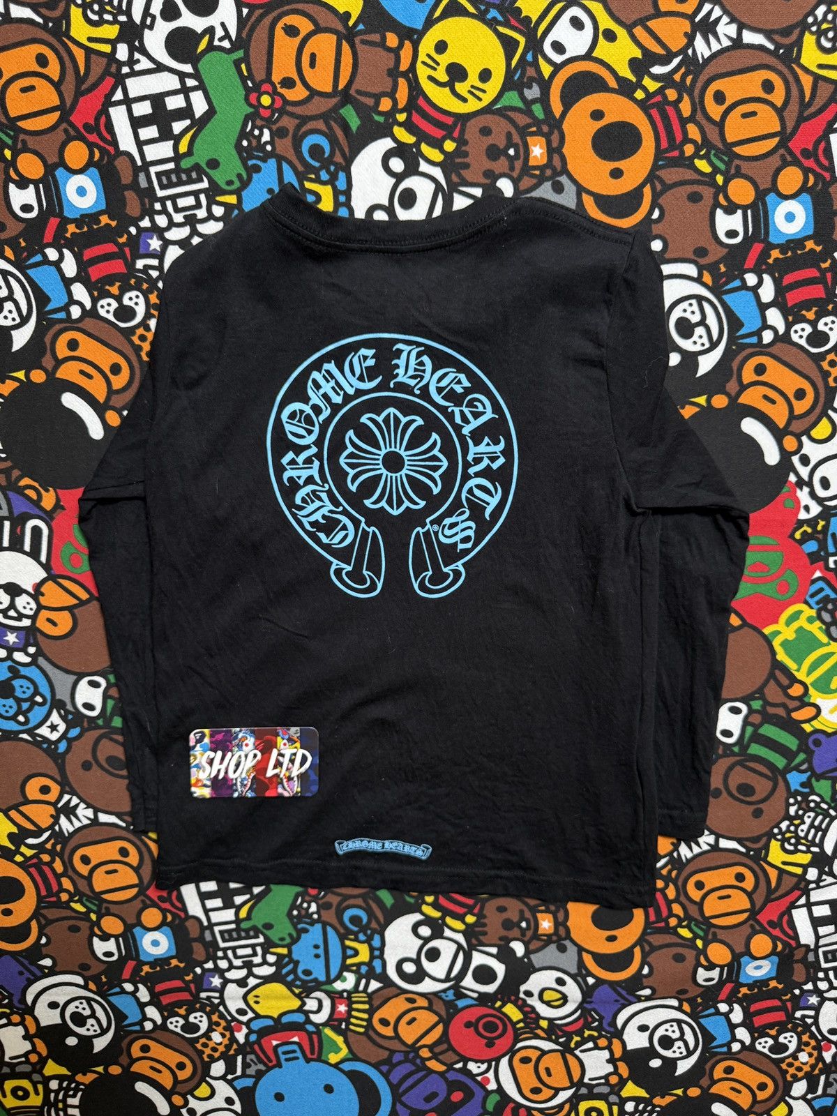 Chrome Hearts Boys Black Horseshoe Logo Long Sleeve Tee
