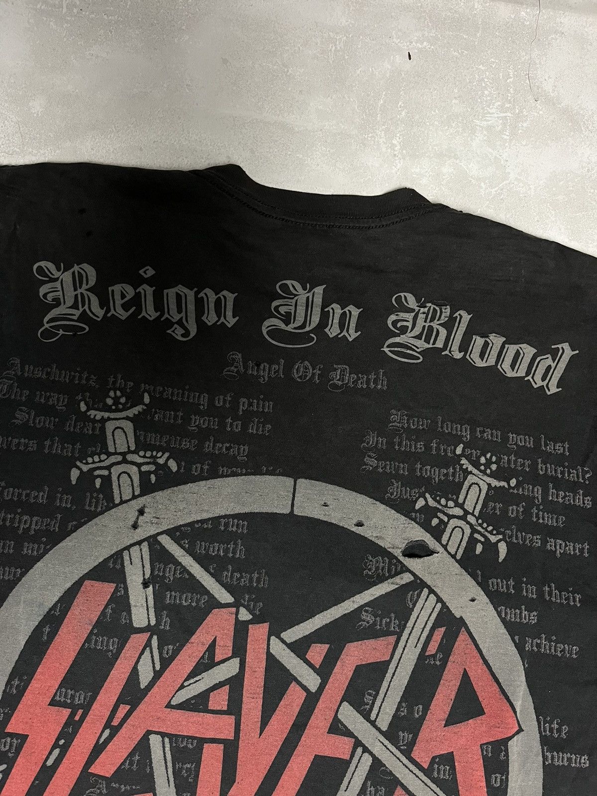 Band Tees × Vintage Vintage Slayer Trashed Washed Distressed All Over Print Tee Size US L / EU 52-54 / 3 - 8 Thumbnail