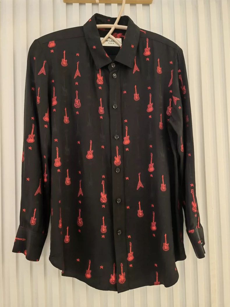 Saint Laurent Paris Saint Laurent Paris size 37 Red Guitar Embroidery shirt Size US M / EU 48-50 / 2 - 1 Thumbnail