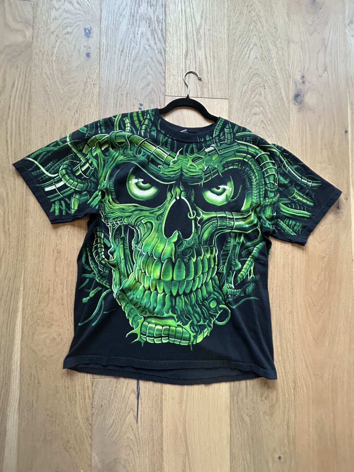 Liquid Blue × Vintage RARE Liquid blue original 1998 Skull terminator AOP tee Size US XL / EU 56 / 4 - 1 Thumbnail