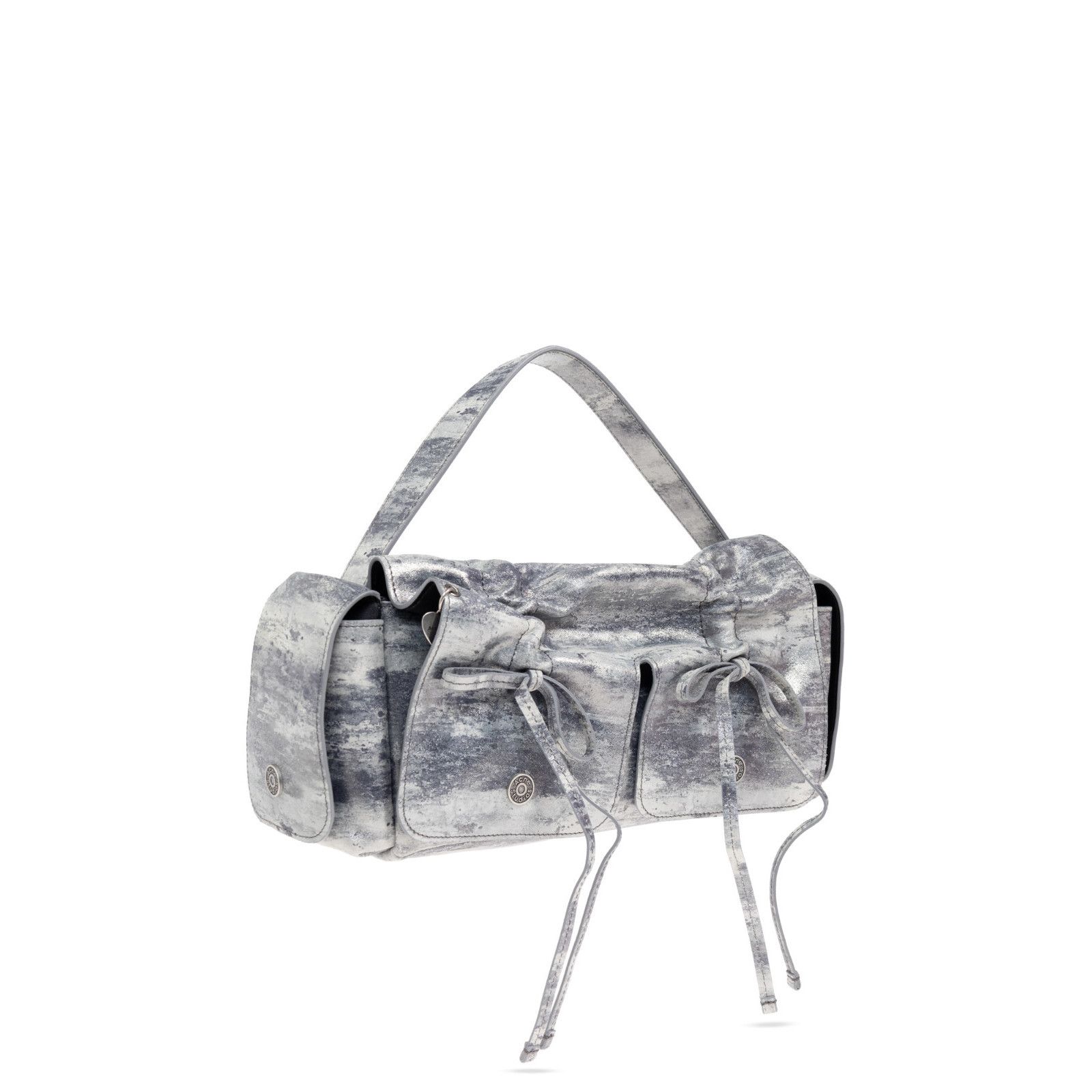 ACNE STUDIOS Multipocket Washed Gray Denim Shoulder Bag New