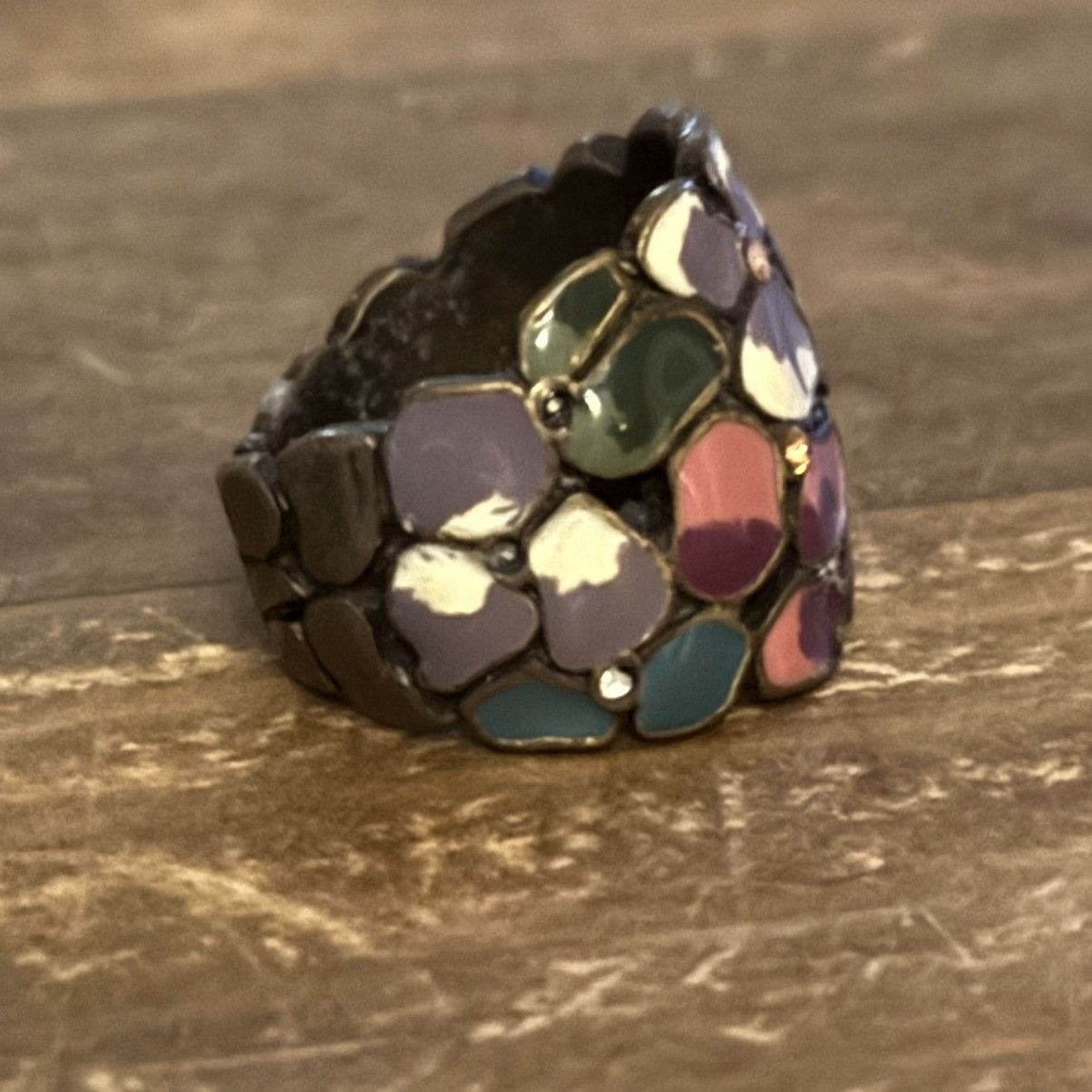 Other Wide multicolor enamel floral ring Size ONE SIZE - 8 Thumbnail