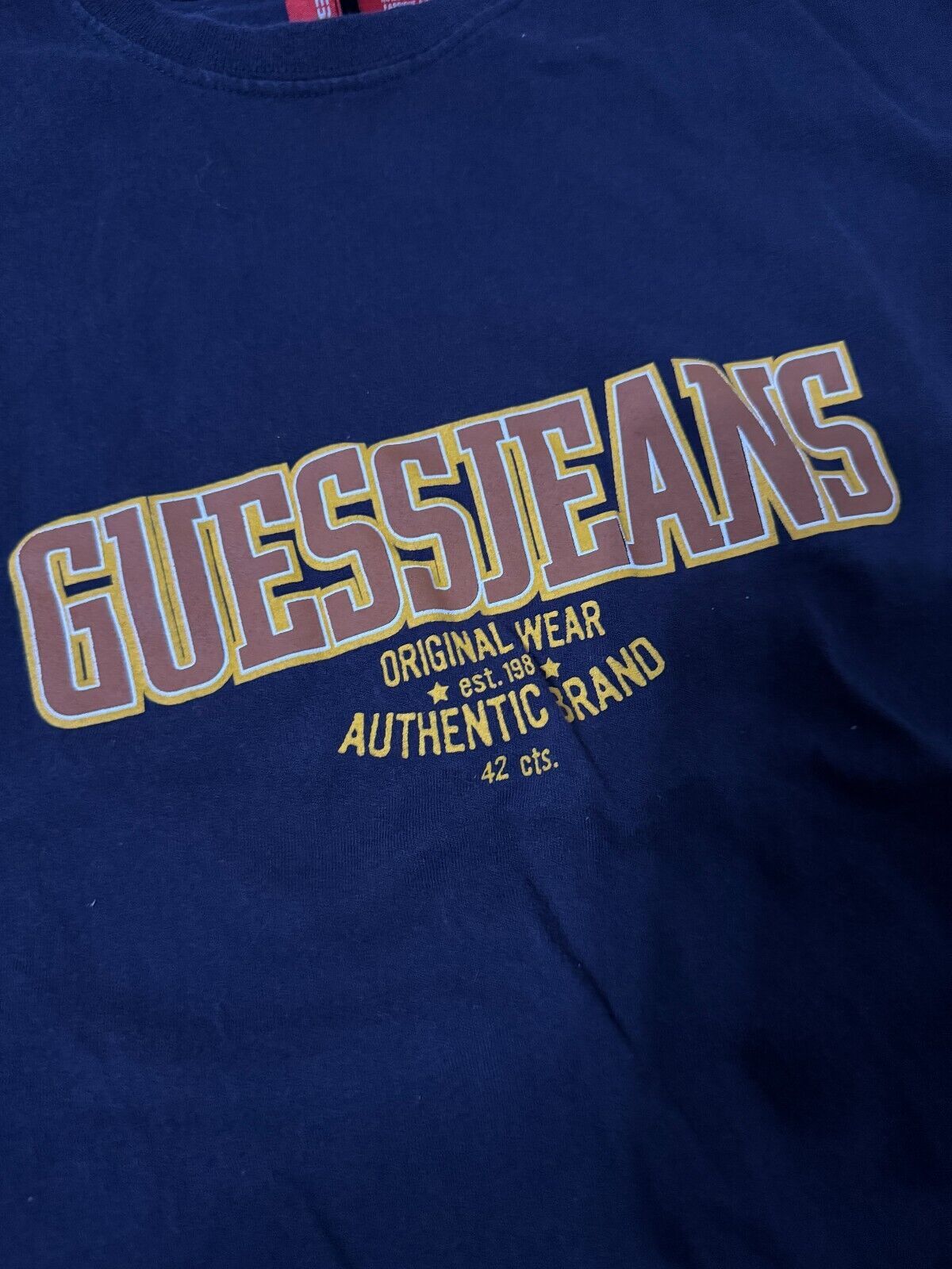 Guess Guess Jeans Spell Out Tee Navy Brown Vintage USA M38DV370 Size US M / EU 48-50 / 2 - 3 Thumbnail
