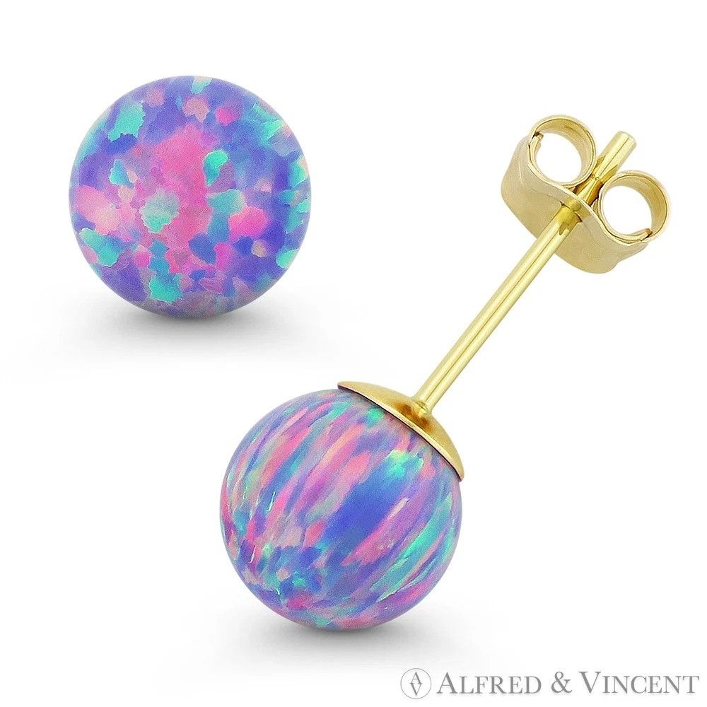 Other Fiery Lavender Lab Opal Ball Pushback Stud Earrings 3mm Size ONE SIZE - 1 Preview