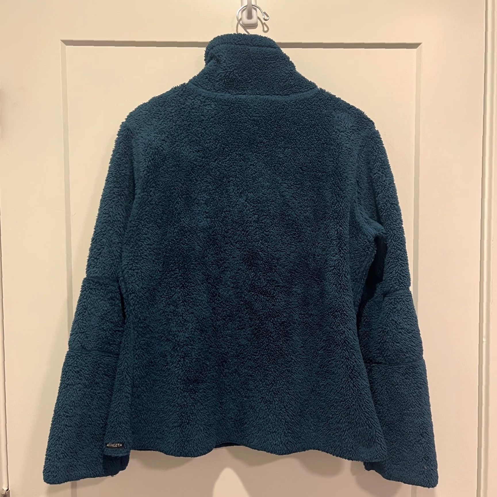 Athleta Athleta Womens Large Teal Blue Sherpa Fleece Quarter Zip Pullover Jacket L Size L / US 10 / IT 46 - 4 Thumbnail