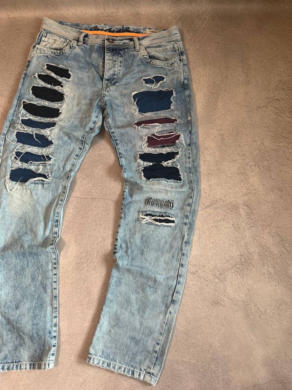 Vintage Dirty pants Faded Crash denim thrashed y2k distressed jeans Size US 32 / EU 48 - 2 Thumbnail