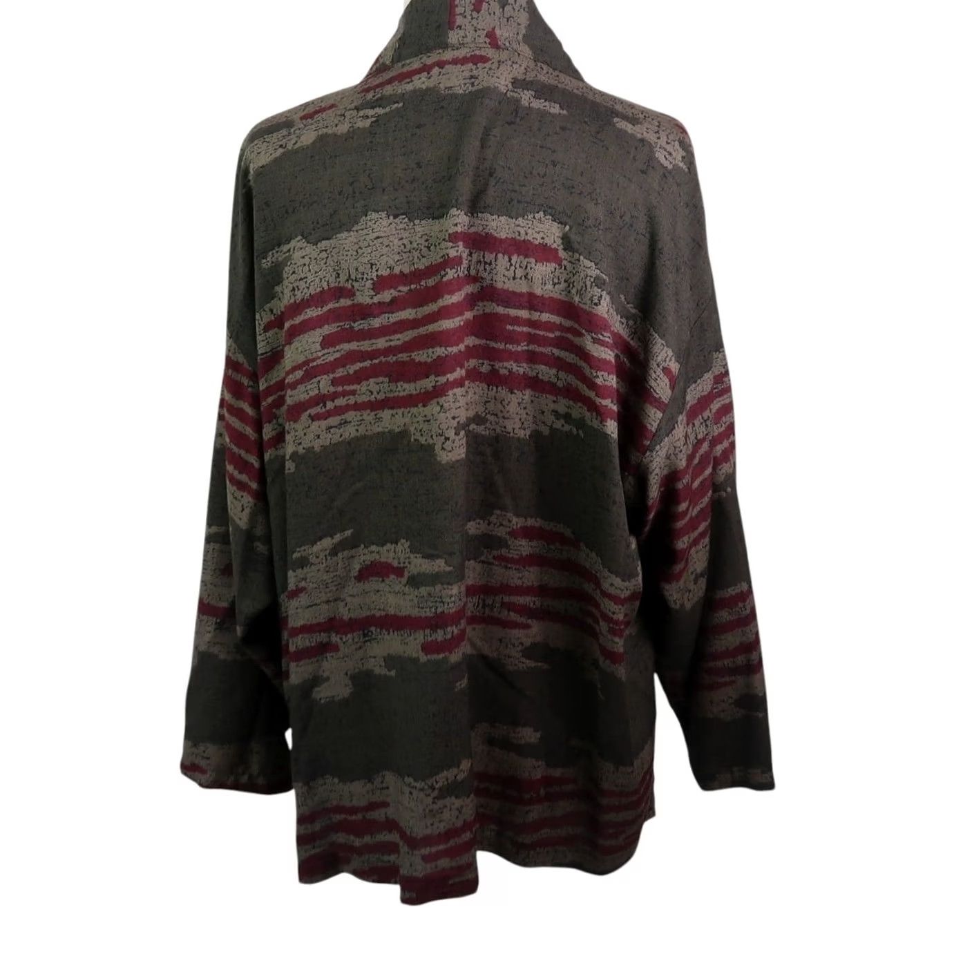Vintage VINTAGE 90s Brown and Red Abstract Print Short Kimono Top Blouse Women's M Rayon Bohemian Kimono Style Shirt Size M / US 6-8 / IT 42-44 - 4 Thumbnail