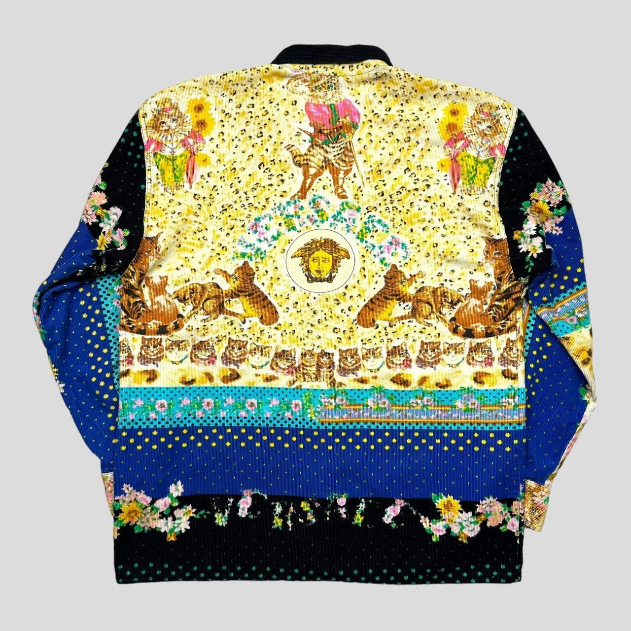 image of Versace Jeans Couture Versace Vjc 1990’S Cats And Flowers Corduroy Shirt - M, Men's (Size Medium)