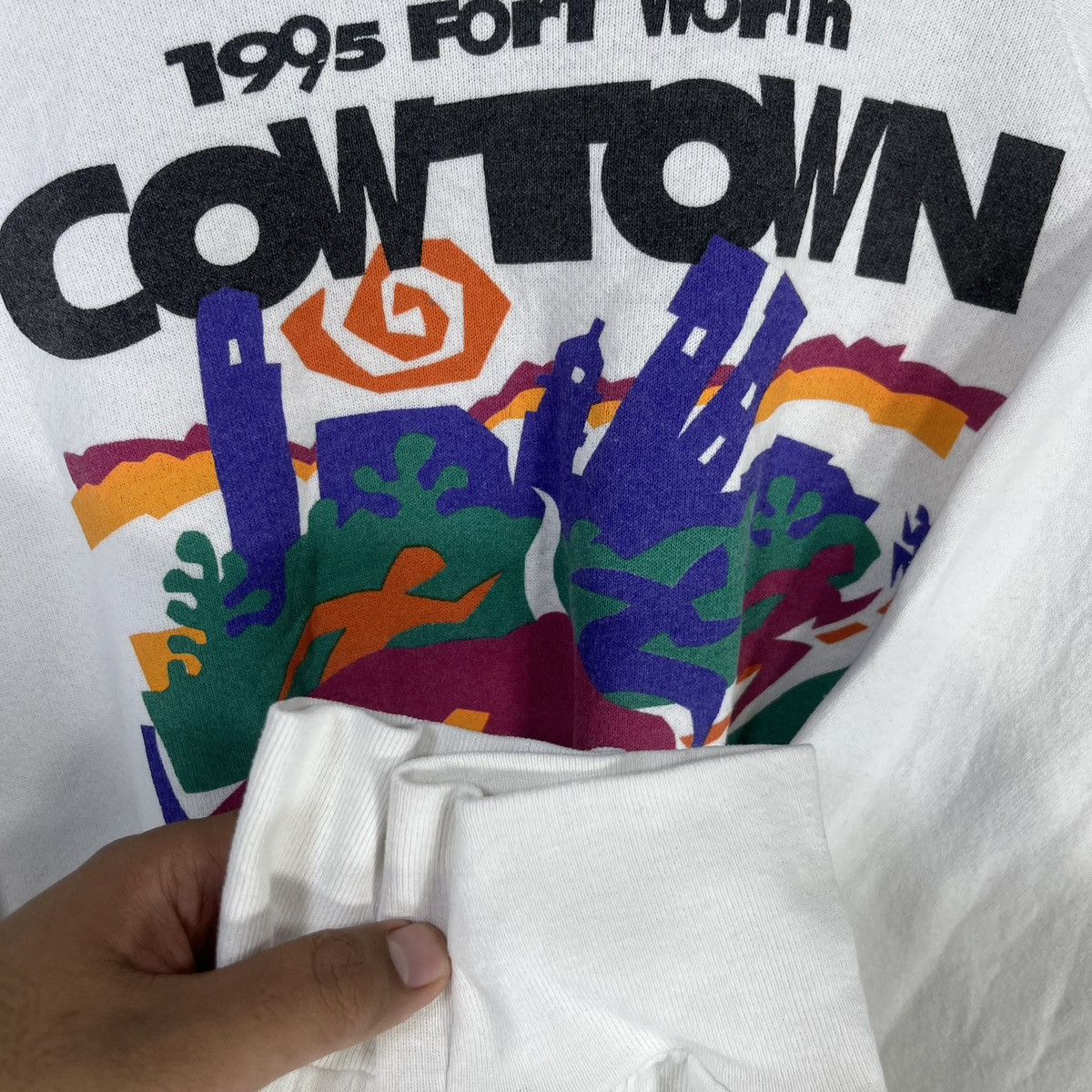Fruit Of The Loom × Vintage VINTAGE 90s FORT WORTH COWTOWN MARATHON SWEATER RETRO Size US XXL / EU 58 / 5 - 9 Thumbnail