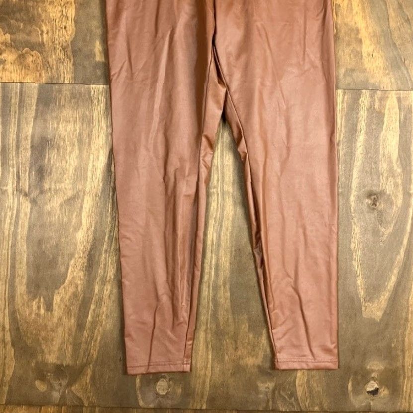 Vintage OFFLINE By Aerie Womens Pants Brown High Rise Faux Leather Leggings XL Size 40" / US 18 - 3 Thumbnail