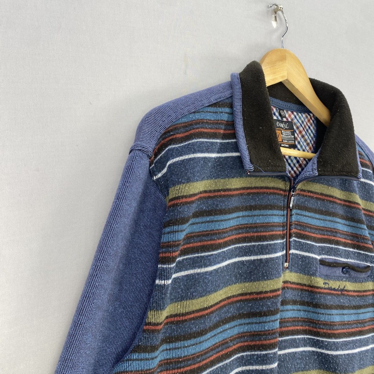 Japanese Brand Vintage Dandyl Striped Half-Zip Knit Sweater Pullover Size US M / EU 48-50 / 2 - 2 Thumbnail